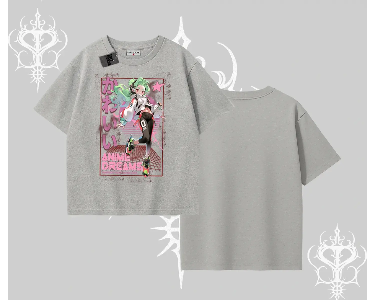 Oversize Tshirt Anime Kawaii Japon Kız Desenli