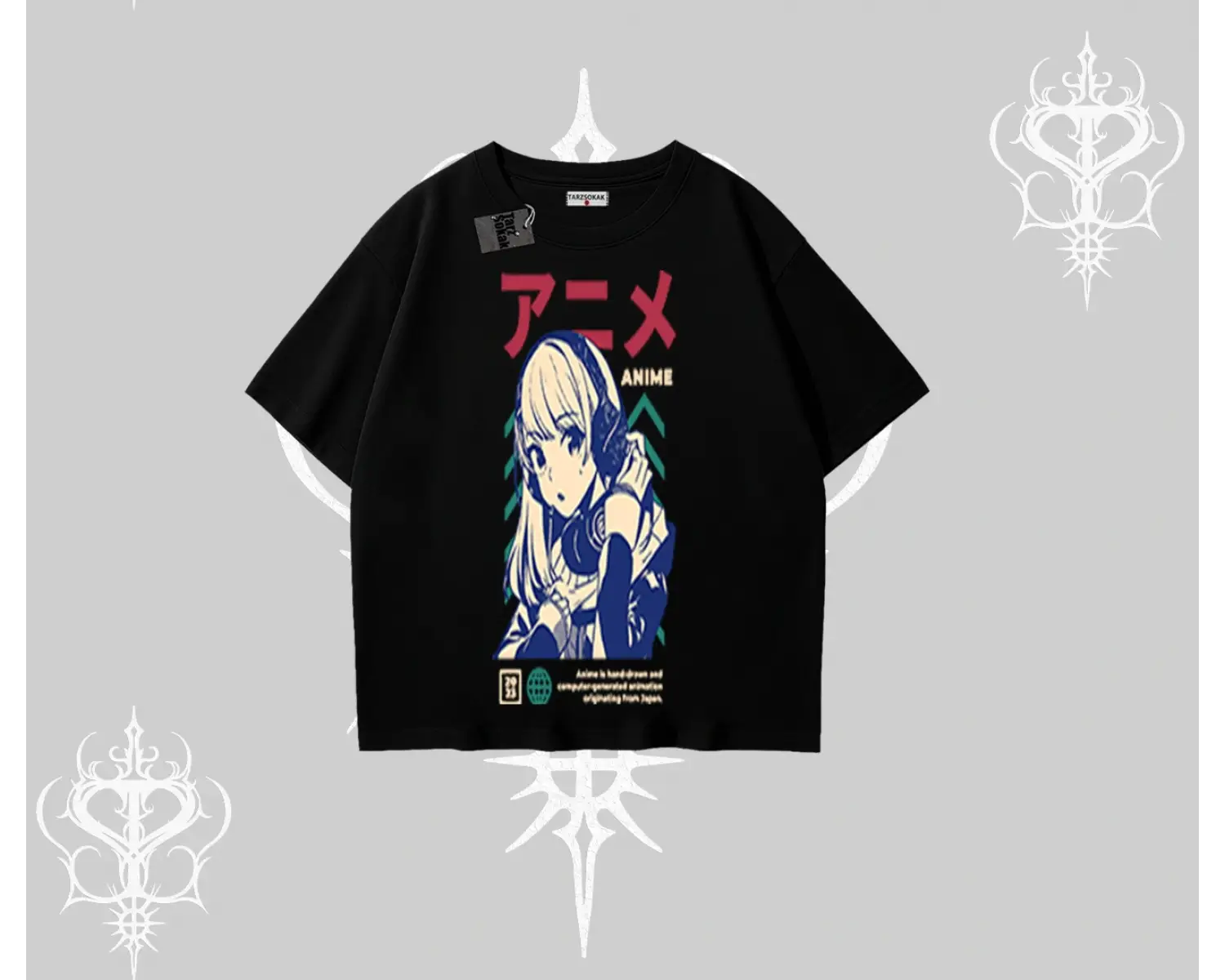 Oversize Tshirt Anime Kız Desenli Japon Tarzı
