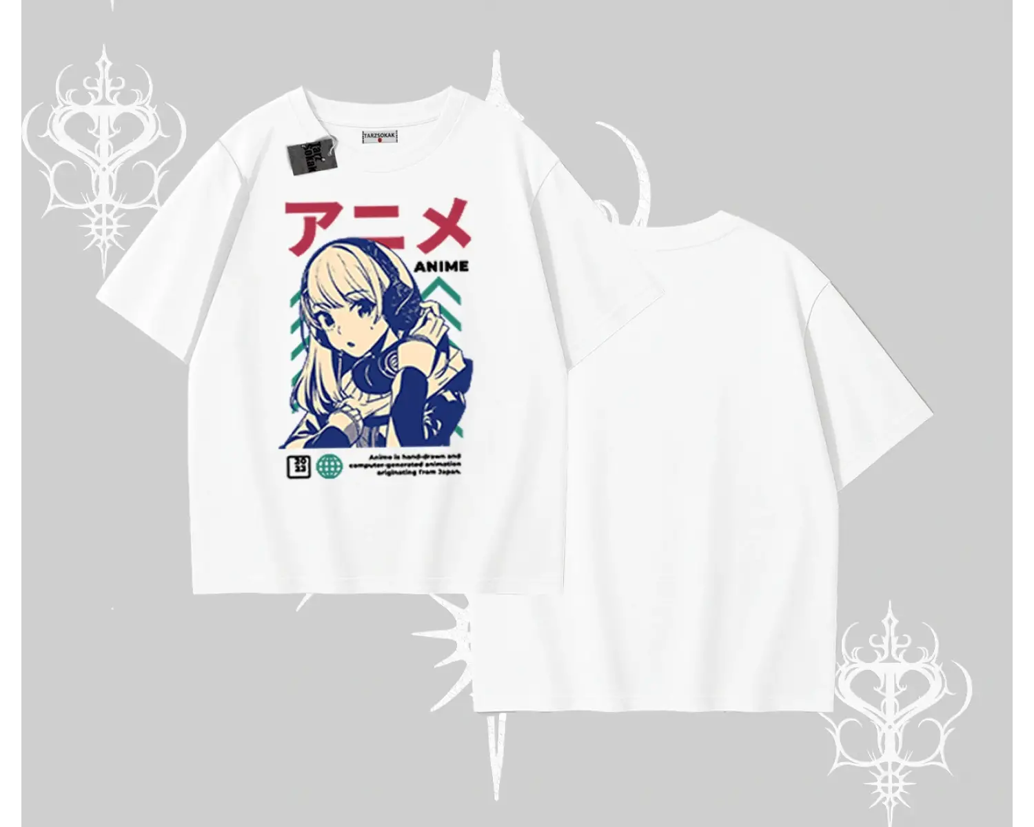 Oversize Tshirt Anime Kız Desenli Japon Tarzı