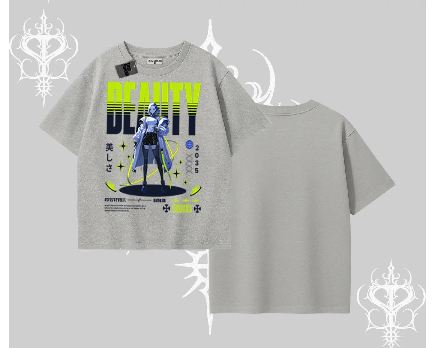 Oversize Tshirt Anime Unity Neon Detaylı Grafik Baskılı