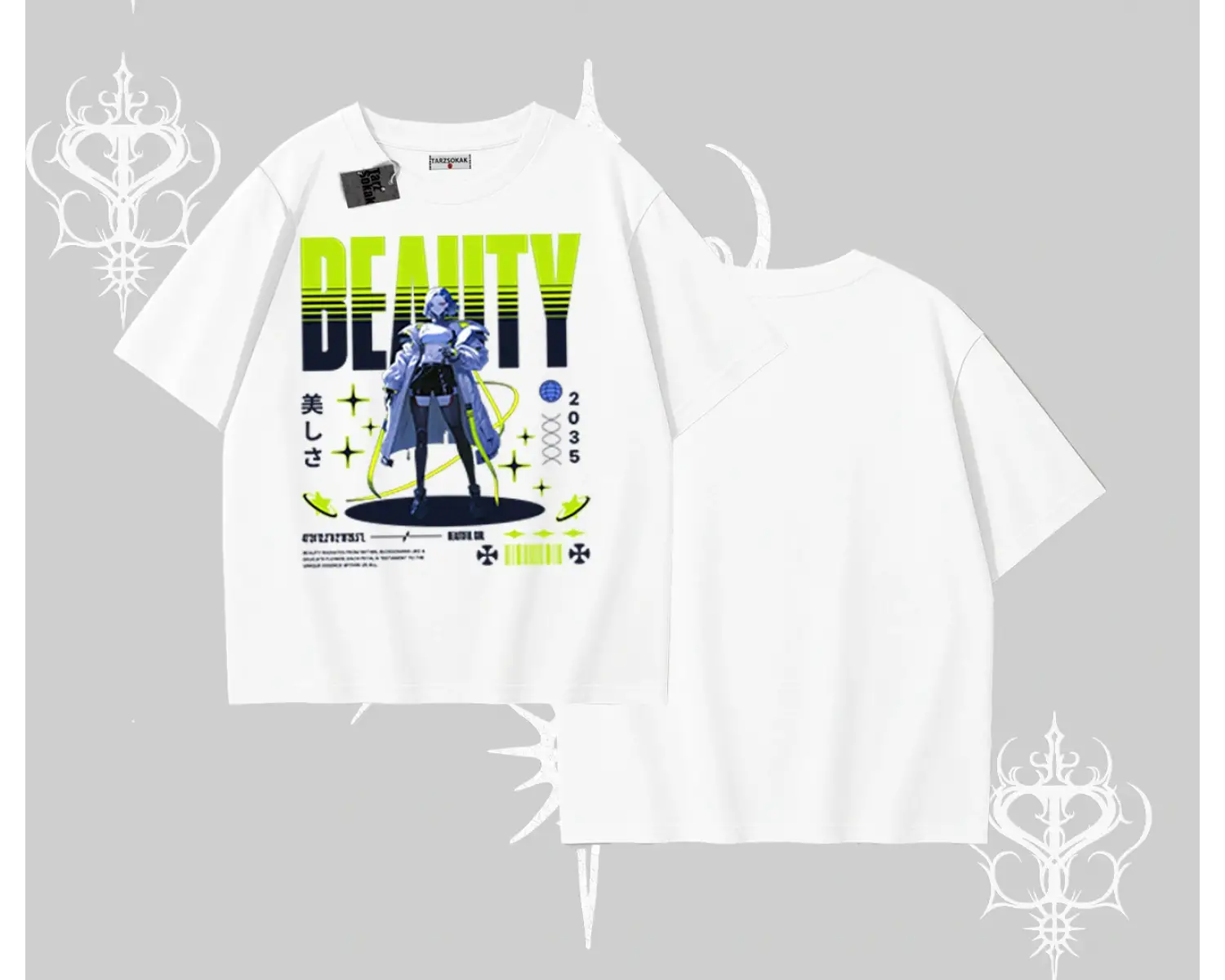 Oversize Tshirt Anime Unity Neon Detaylı Grafik Baskılı