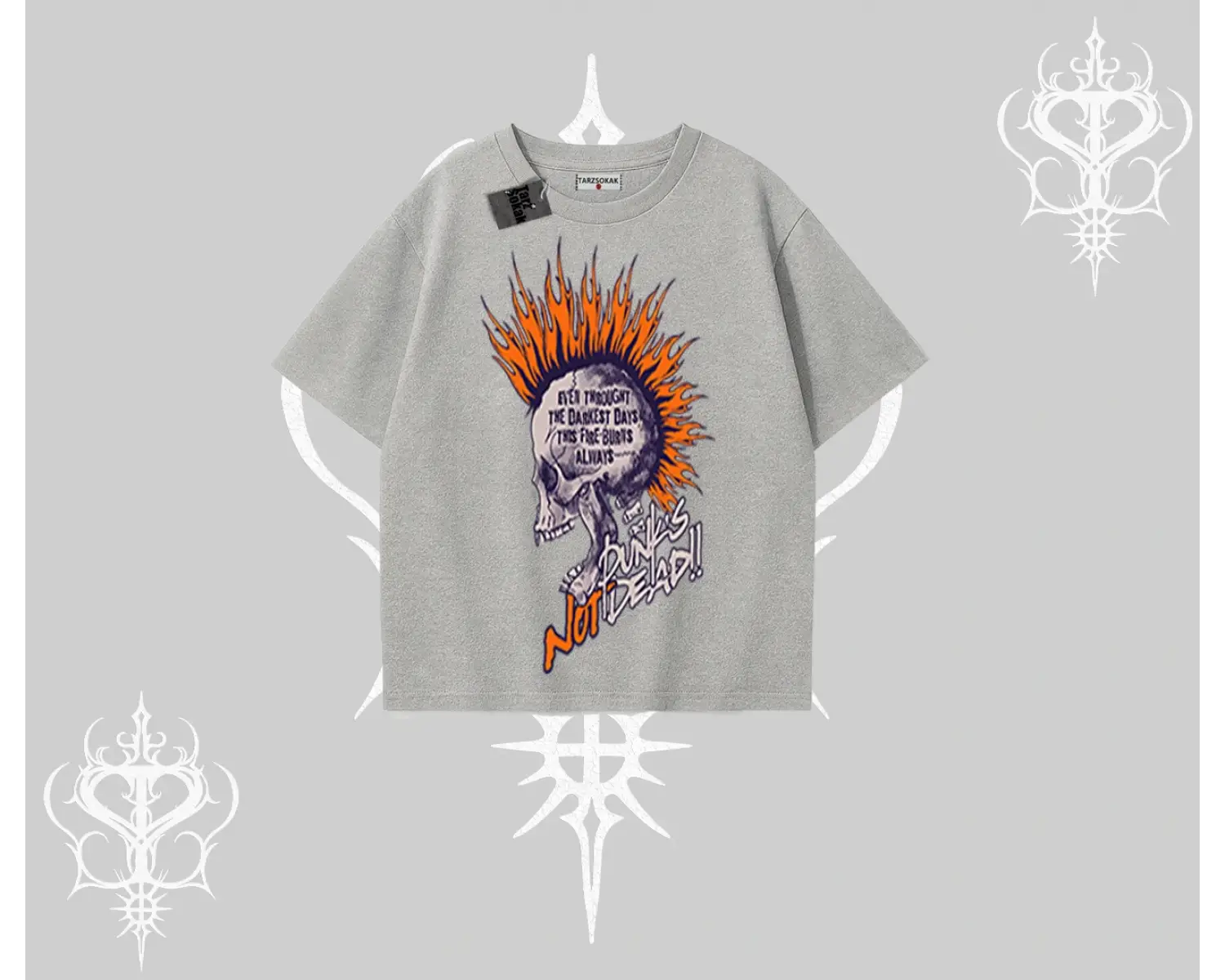 Oversize Tshirt Burning Skull Rebel Street Anthem