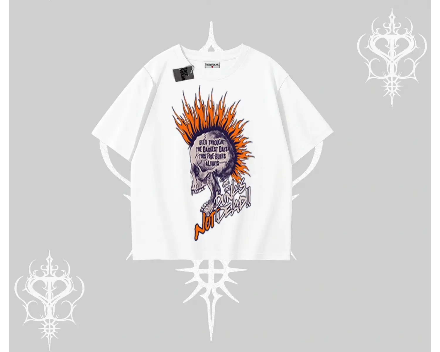 Oversize Tshirt Burning Skull Rebel Street Anthem