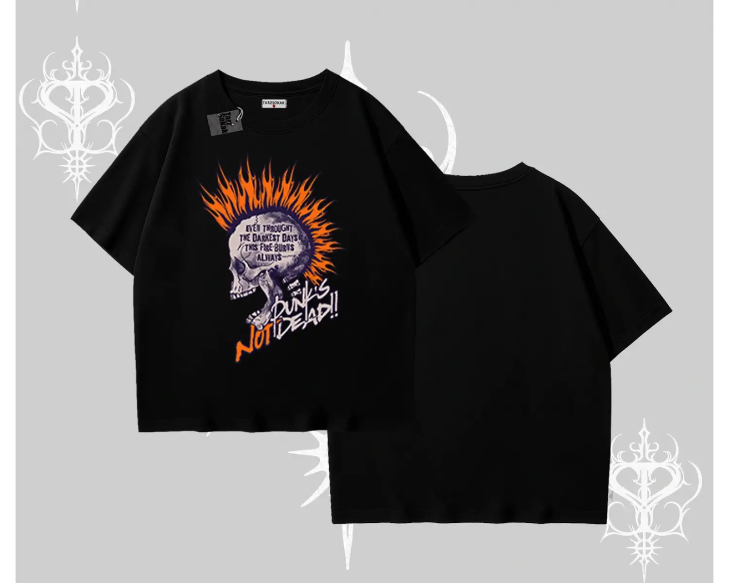 Oversize Tshirt Burning Skull Rebel Street Anthem