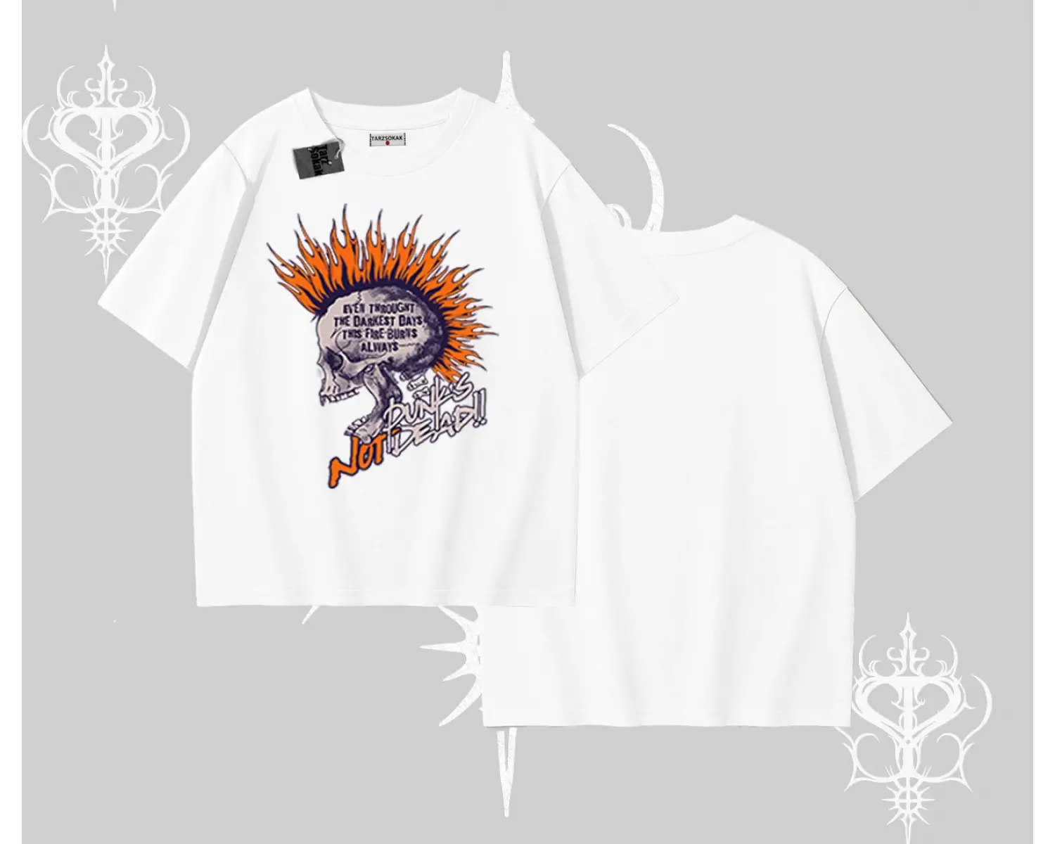 Oversize Tshirt Burning Skull Rebel Street Anthem