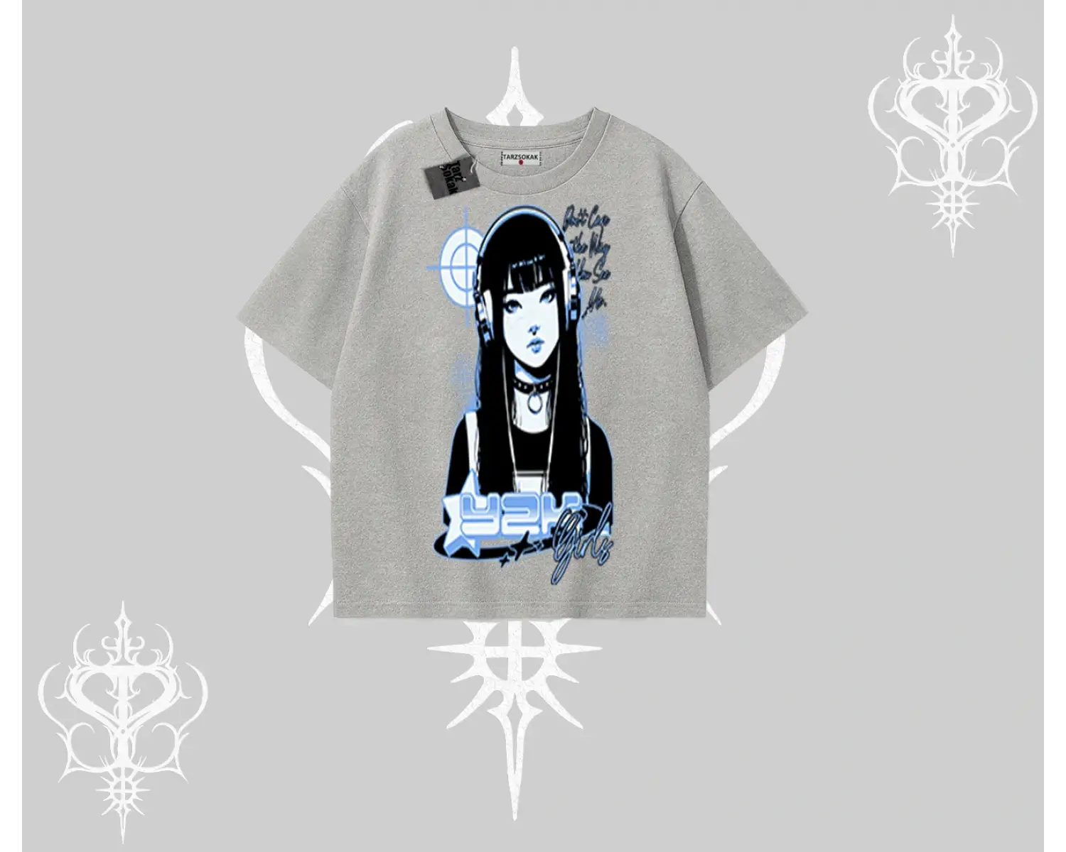 Oversize Tshirt Cyber Y2K Anime Girl Street Sound Aesthetic