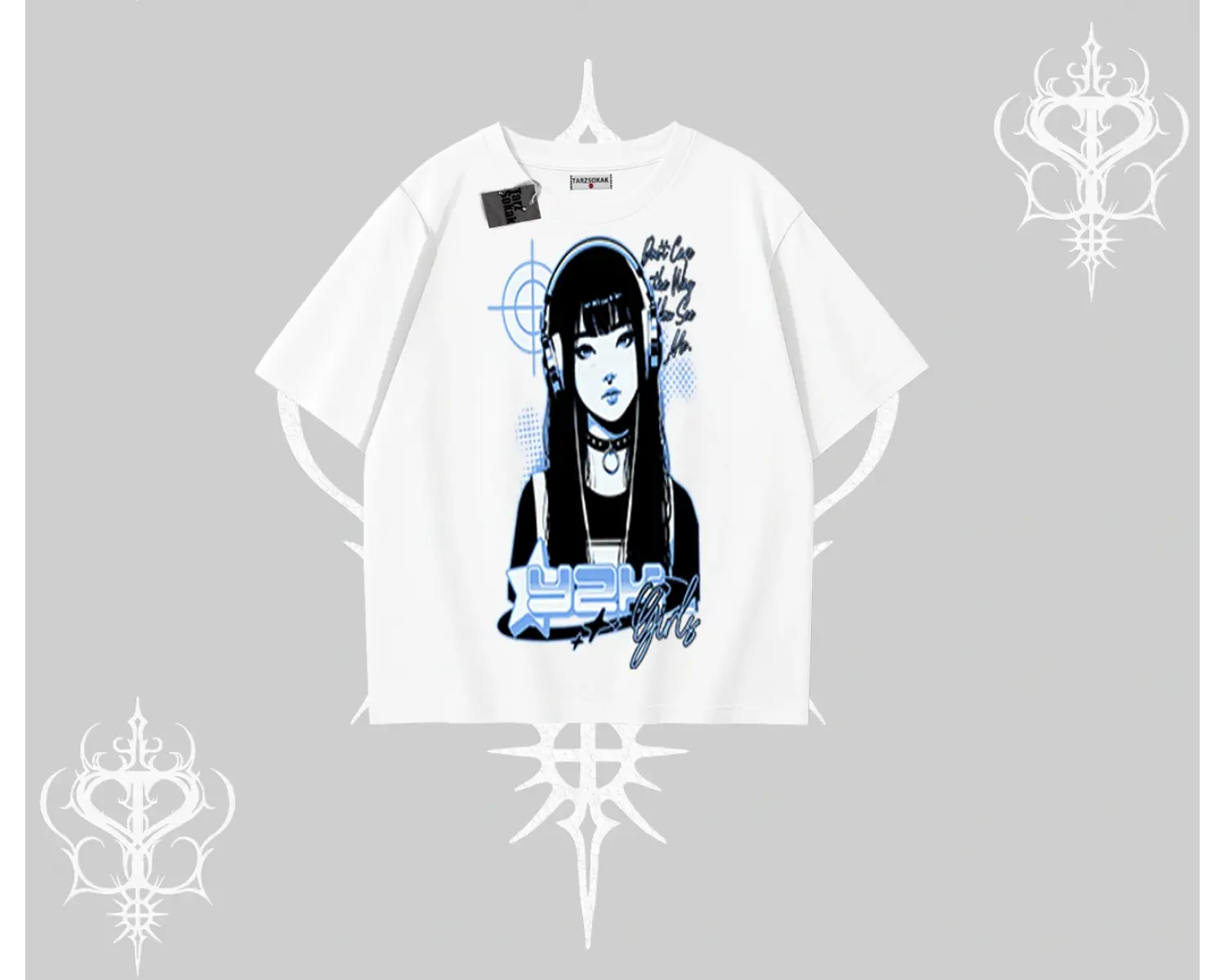 Oversize Tshirt Cyber Y2K Anime Girl Street Sound Aesthetic