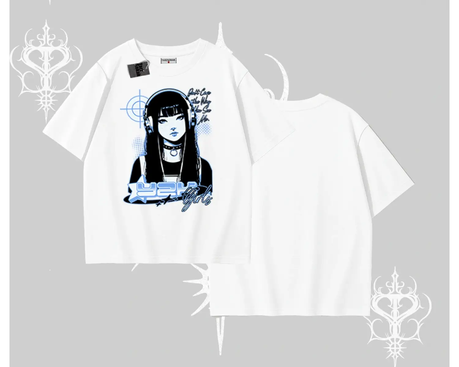 Oversize Tshirt Cyber Y2K Anime Girl Street Sound Aesthetic