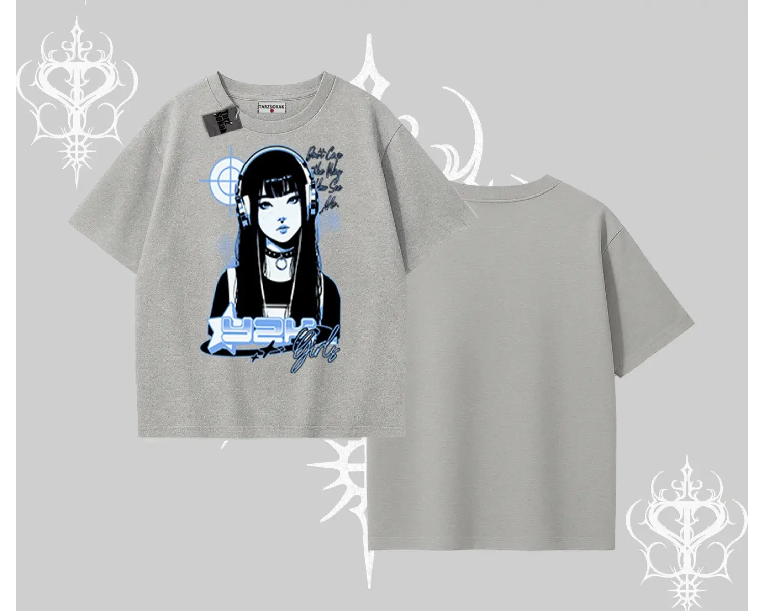 Oversize Tshirt Cyber Y2K Anime Girl Street Sound Aesthetic