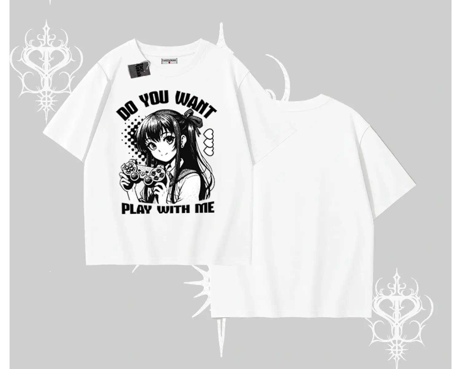 Oversize Tshirt Do You Want Play With Me Anime Kız Baskılı
