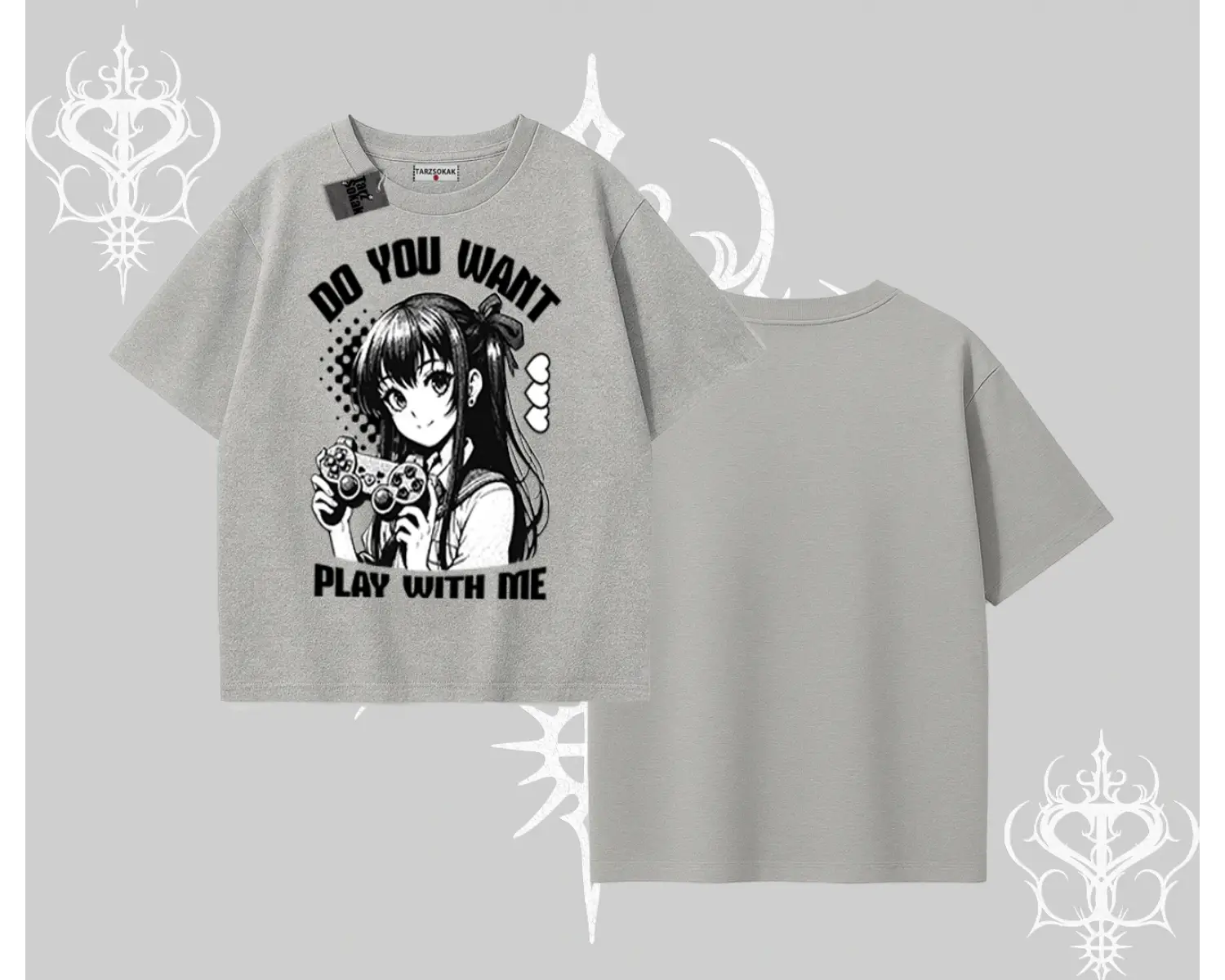 Oversize Tshirt Do You Want Play With Me Anime Kız Baskılı
