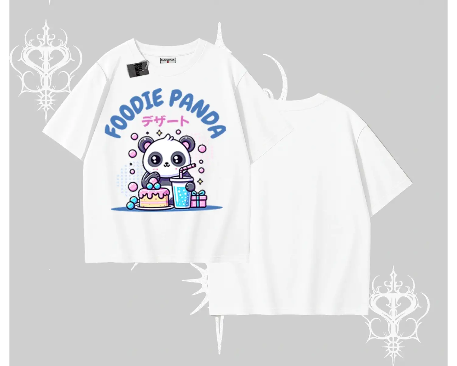 Oversize Tshirt Foodie Panda Tatlı ve Sevimli Panda Baskılı