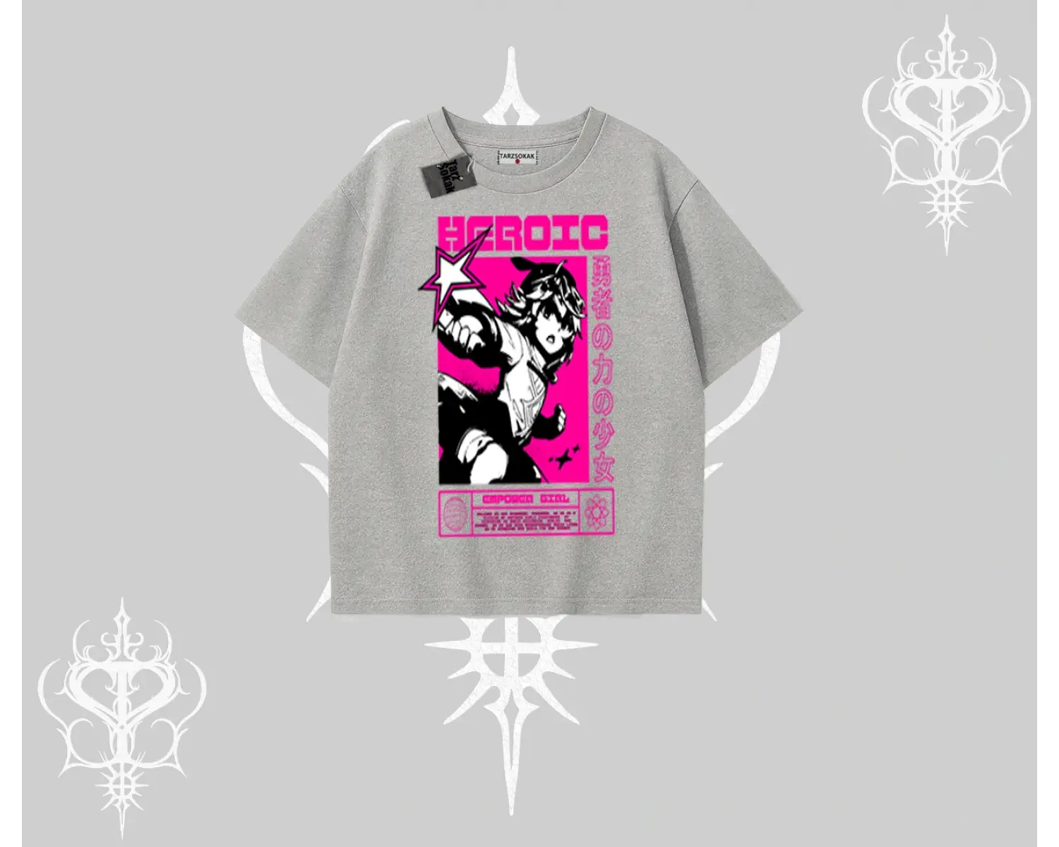 Oversize Tshirt Heroic Anime Girl Japon Stil Grafik Baskılı