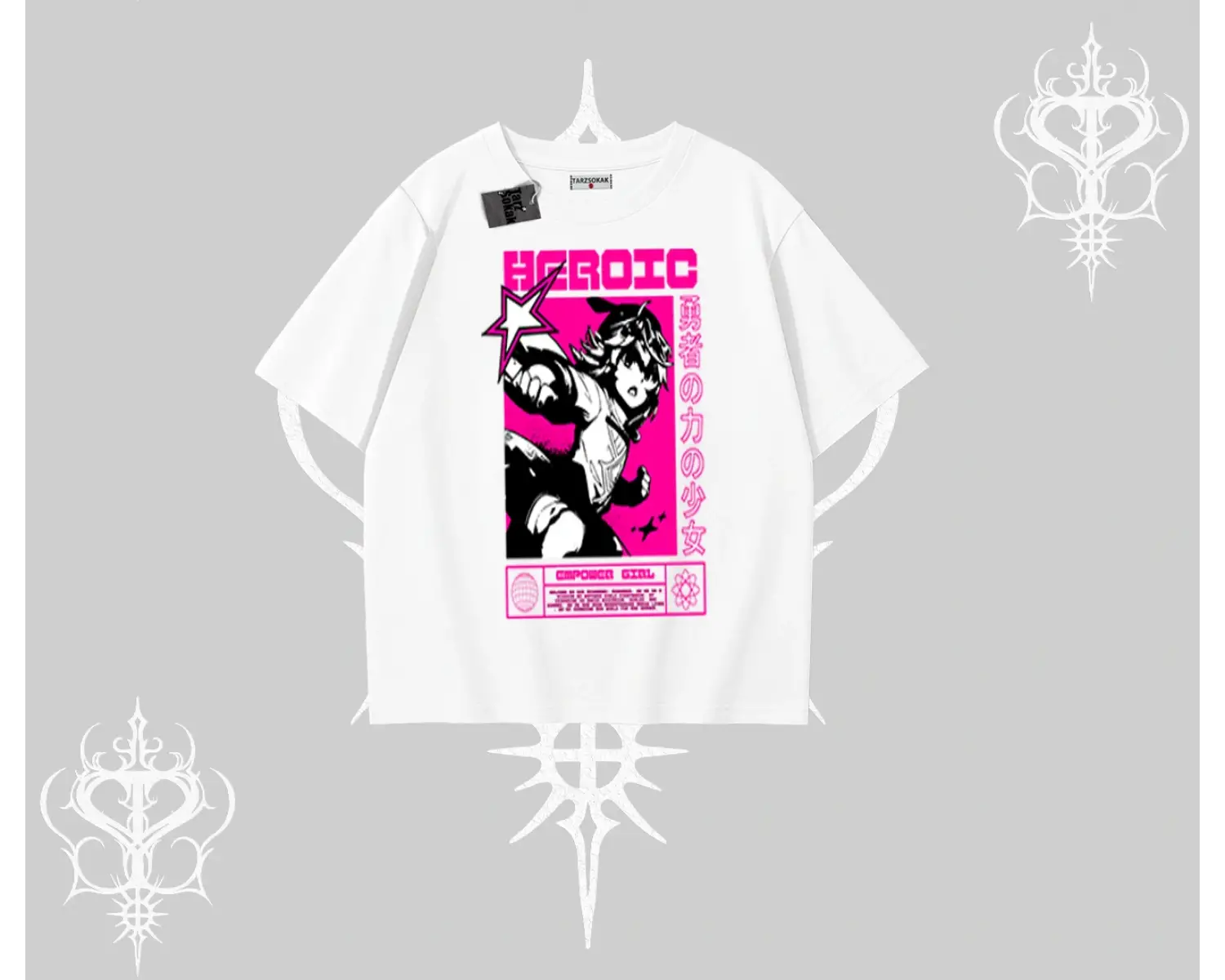 Oversize Tshirt Heroic Anime Girl Japon Stil Grafik Baskılı