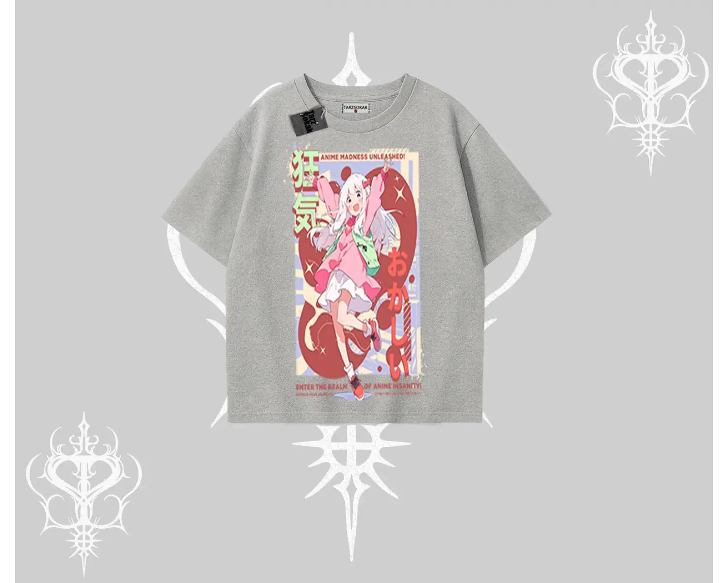Oversize Tshirt Madness Unleashed Anime Girl Baskılı