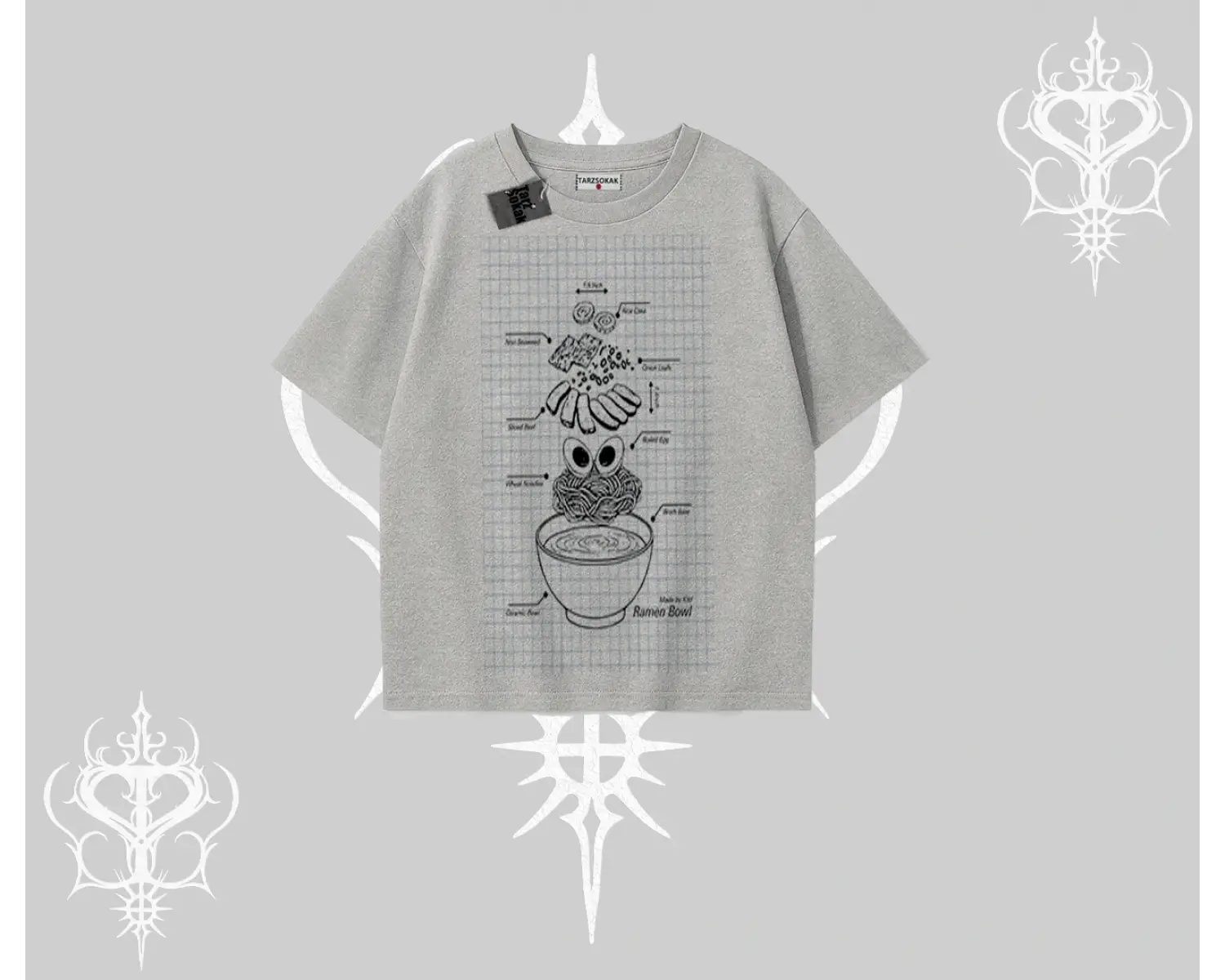 Oversize Tshirt Noodle Theory Hand Drawn Concept