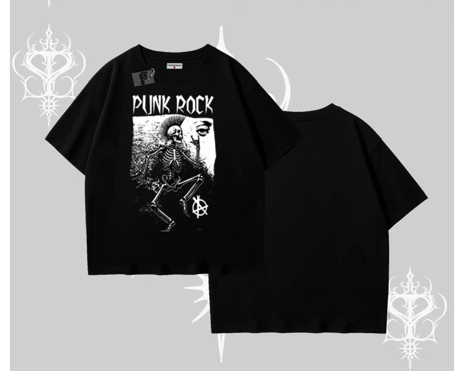 Oversize Tshirt Punk Rock Chaos Skeleton Riot