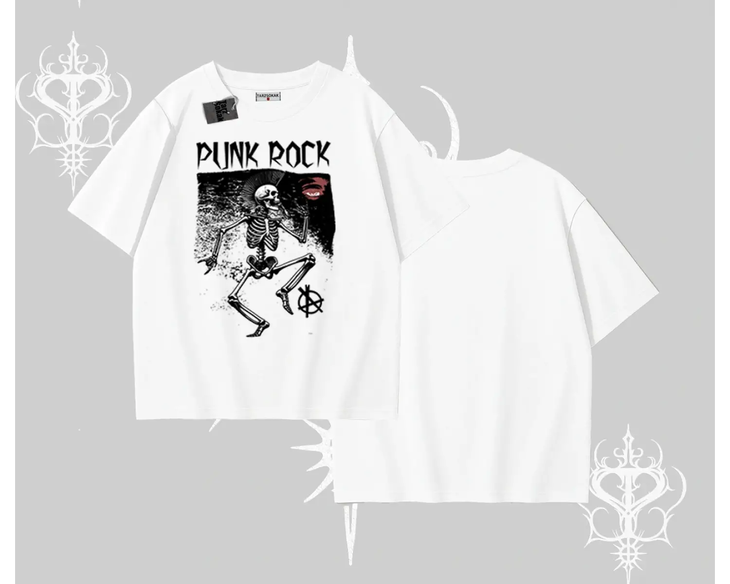 Oversize Tshirt Punk Rock Chaos Skeleton Riot