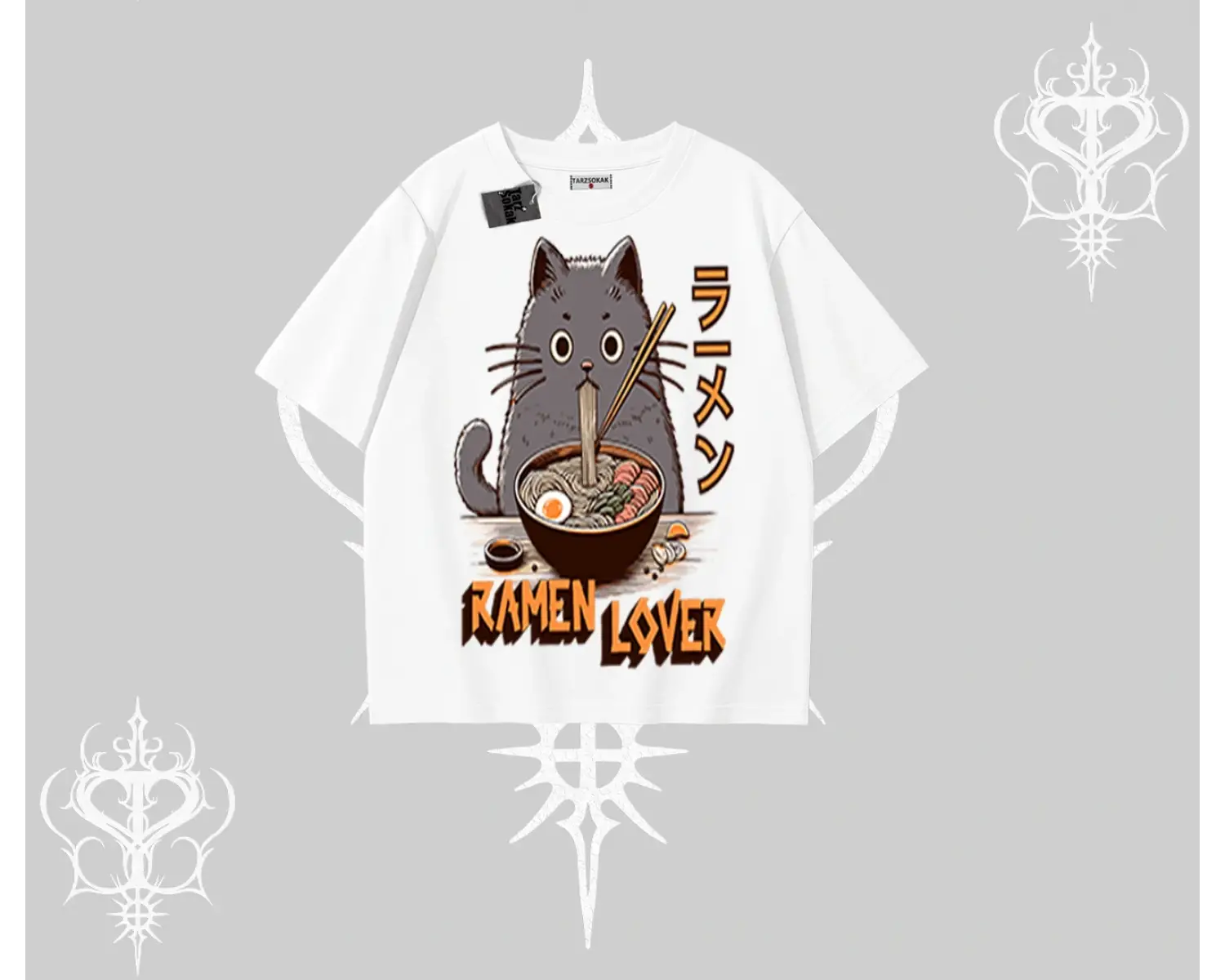 Oversize Tshirt Ramen Lover Kedi Anime Baskılı