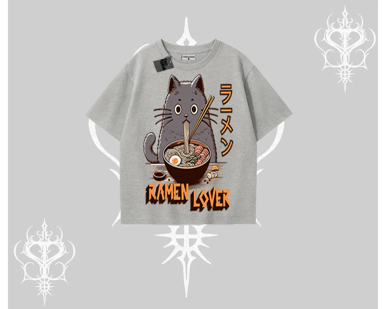 Oversize Tshirt Ramen Lover Kedi Anime Baskılı