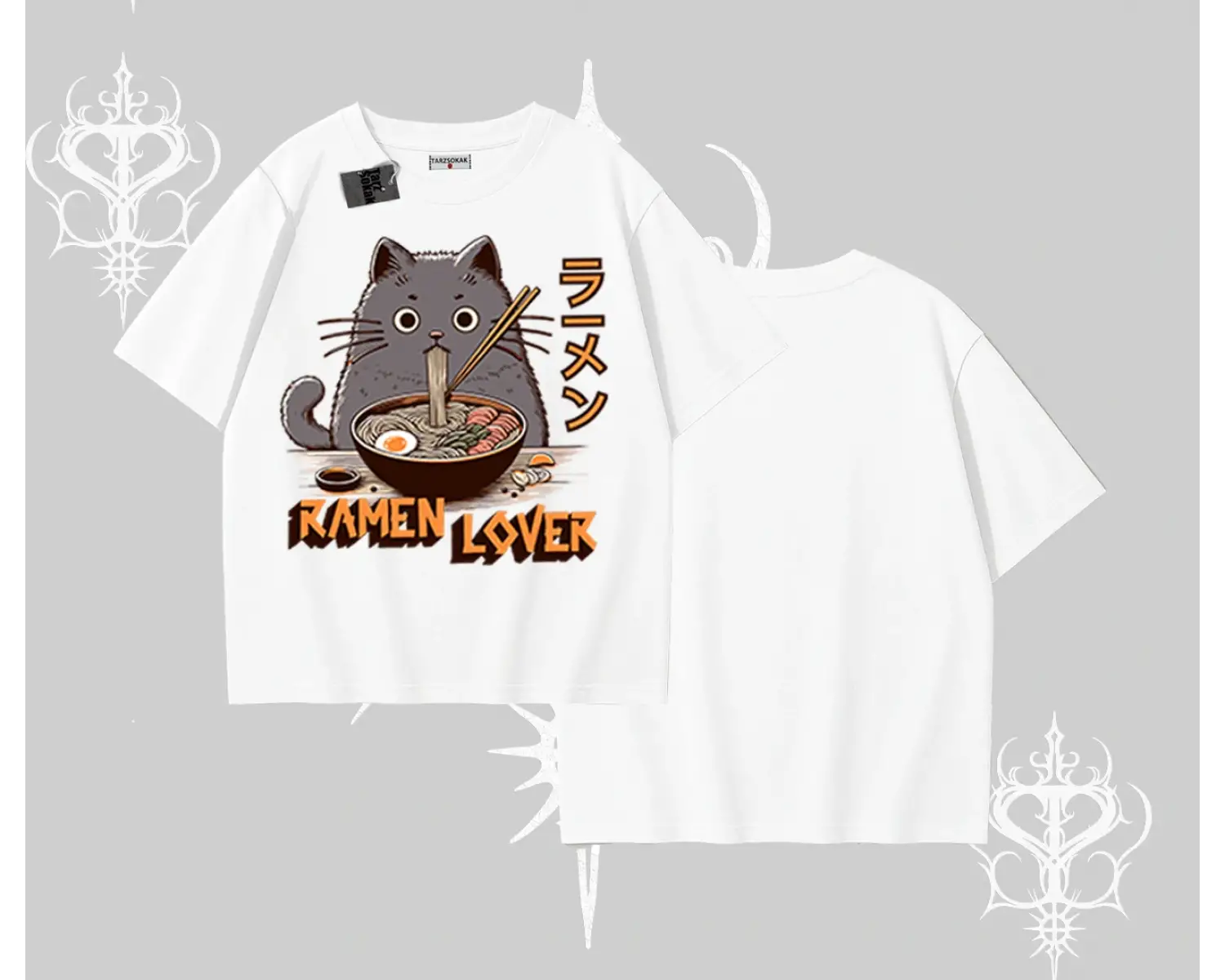 Oversize Tshirt Ramen Lover Kedi Anime Baskılı
