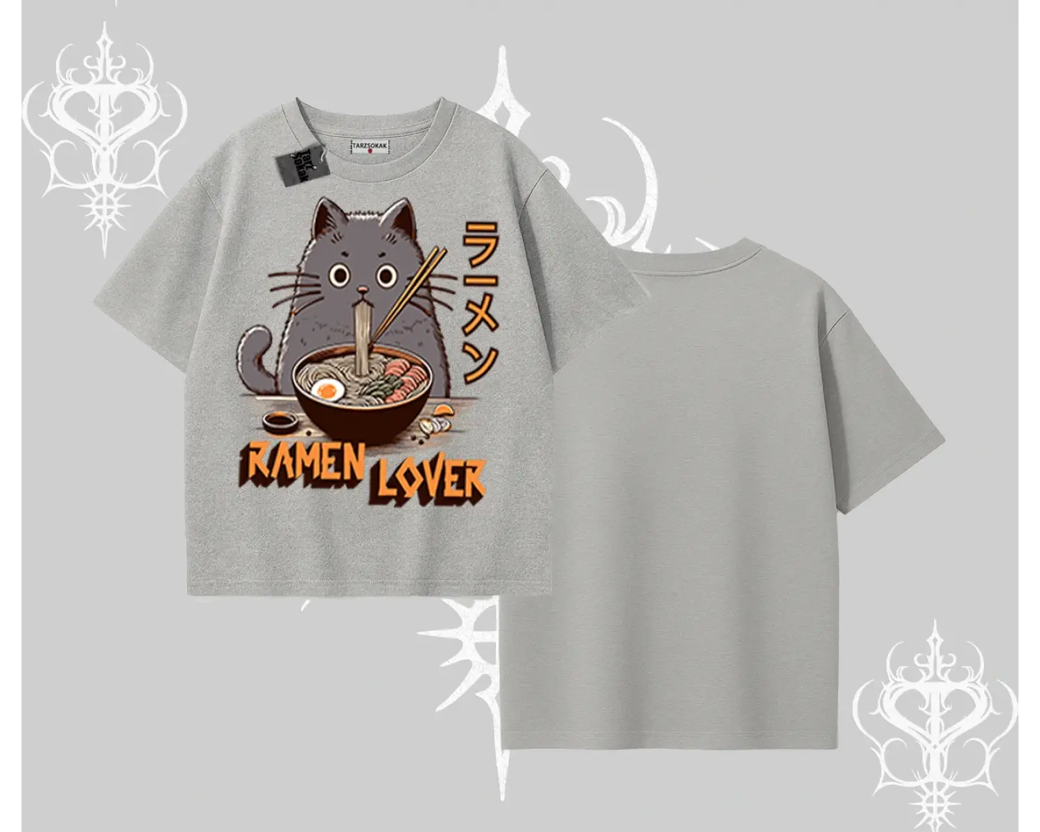 Oversize Tshirt Ramen Lover Kedi Anime Baskılı