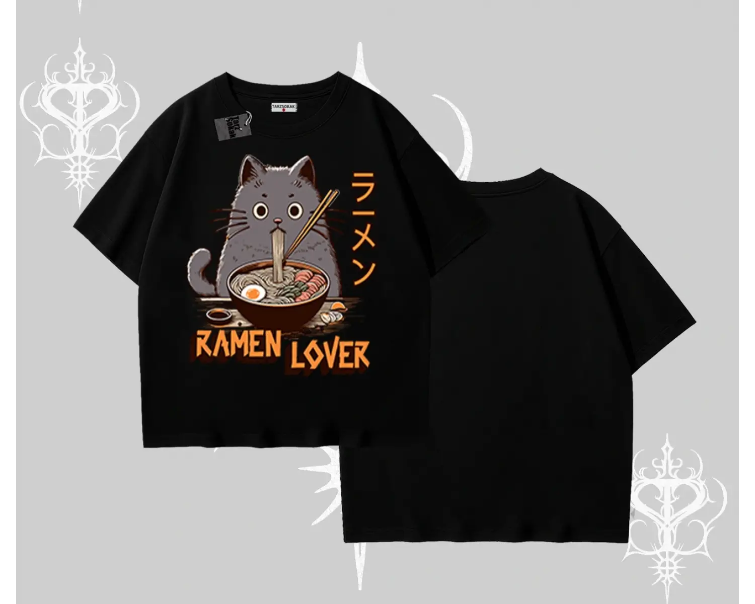 Oversize Tshirt Ramen Lover Kedi Anime Baskılı