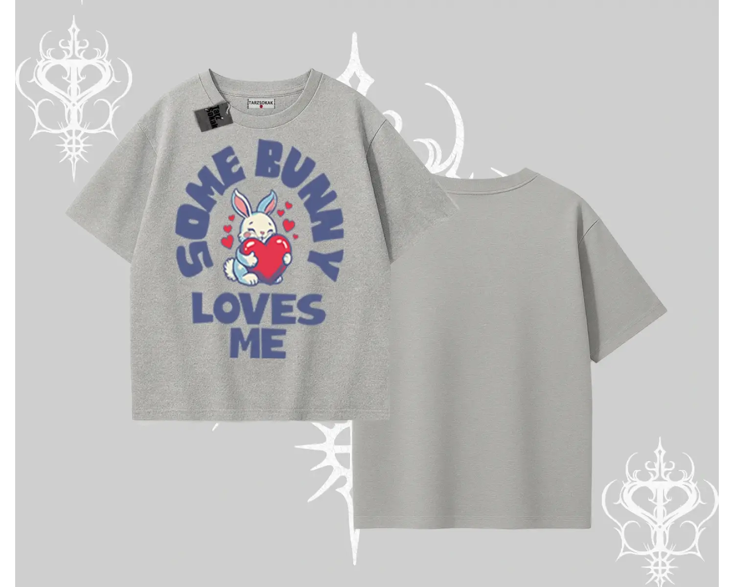 Oversize Tshirt Sevimli Tavşan Some Bunny Loves Me Baskılı