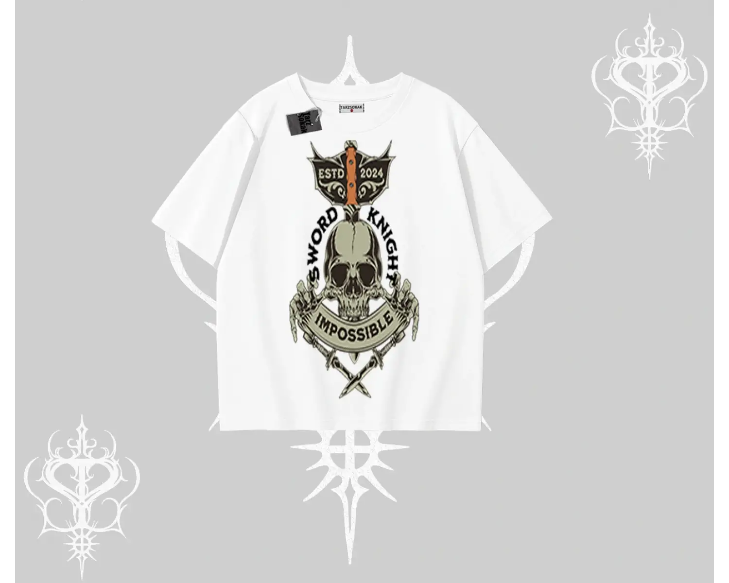Oversize Tshirt Sword Knight Skull Impossible Street Creed