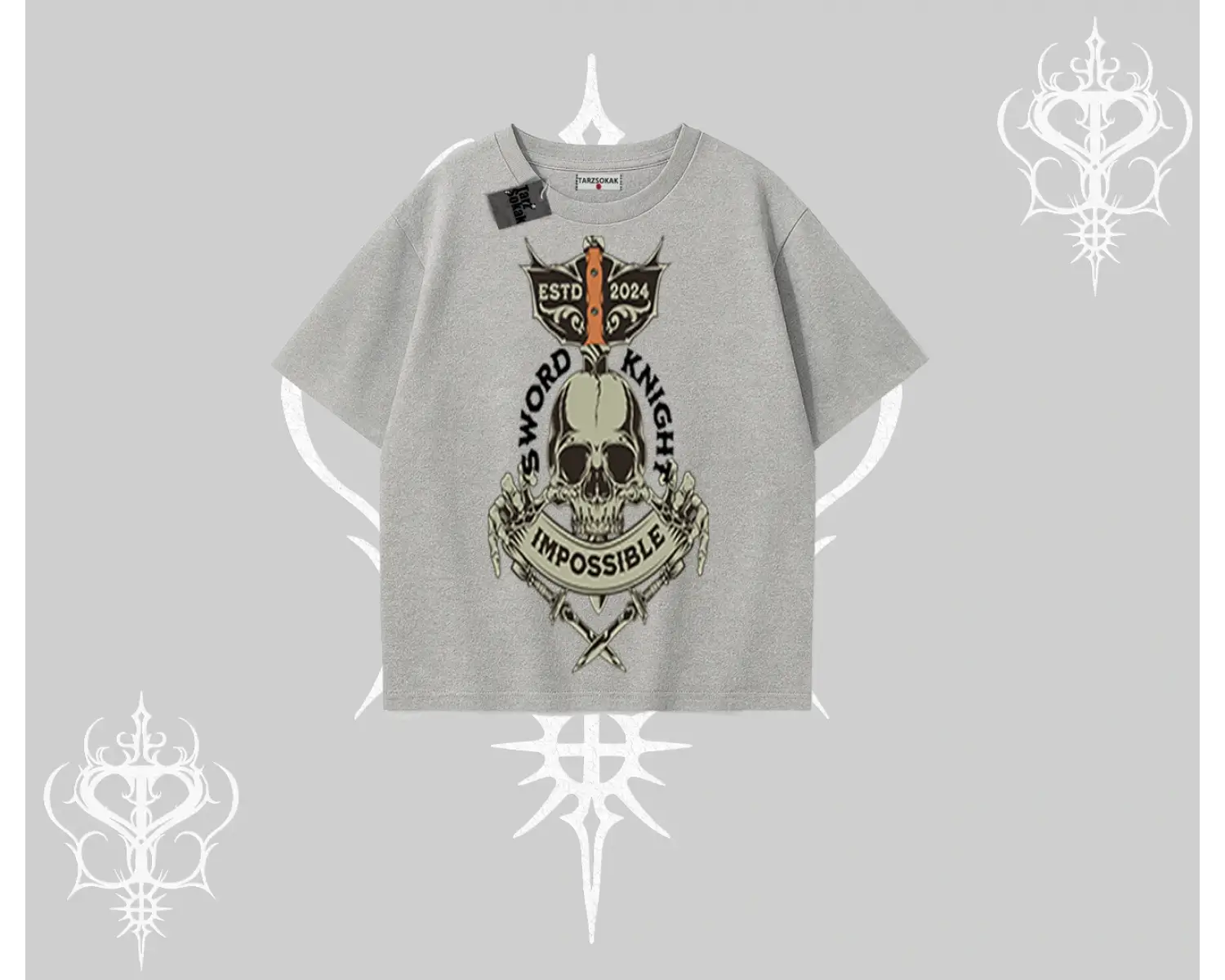 Oversize Tshirt Sword Knight Skull Impossible Street Creed