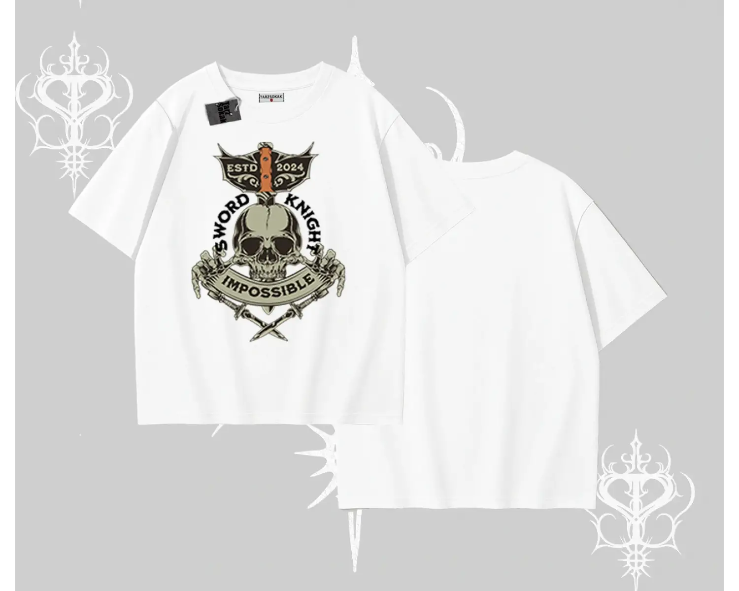 Oversize Tshirt Sword Knight Skull Impossible Street Creed