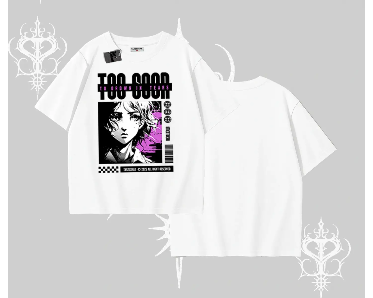 Oversize Tshirt Too Good Anime Girl Grafik Baskılı