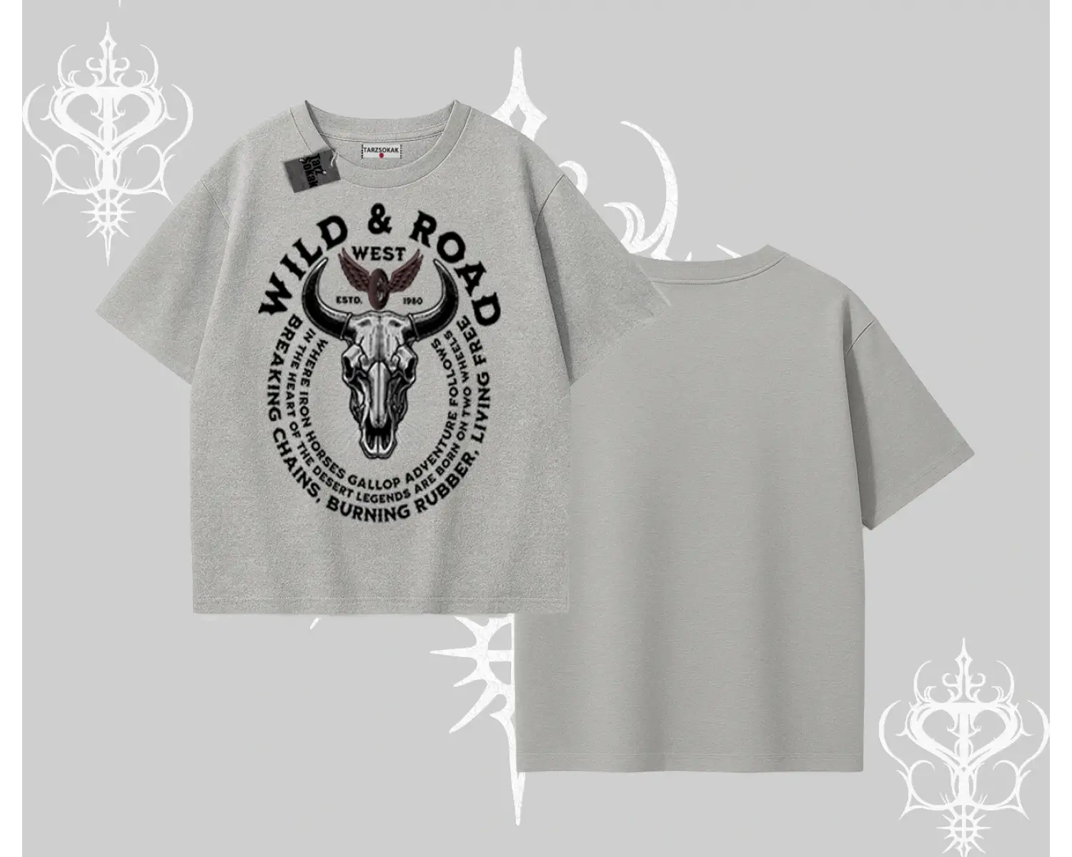 Oversize Tshirt Wild & Road Western Skull Biker Street Culture