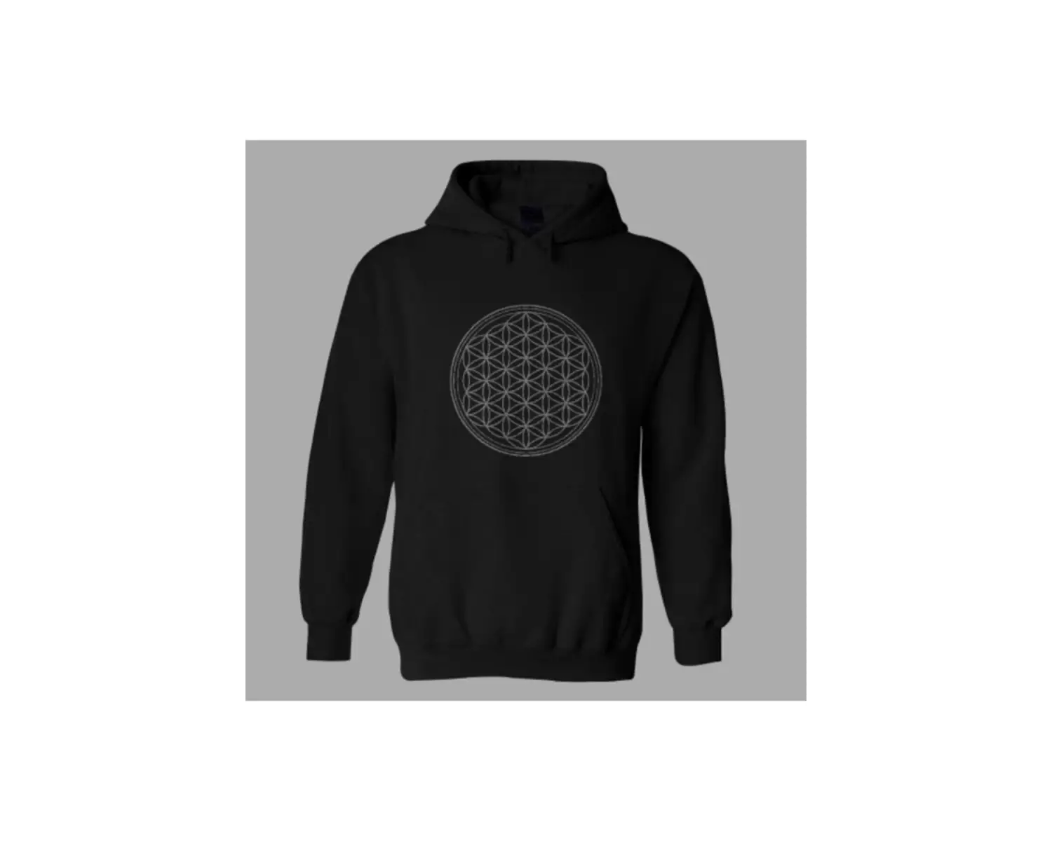 Oversize Unisex Siyah Yaşam Çiçeği Hoodie