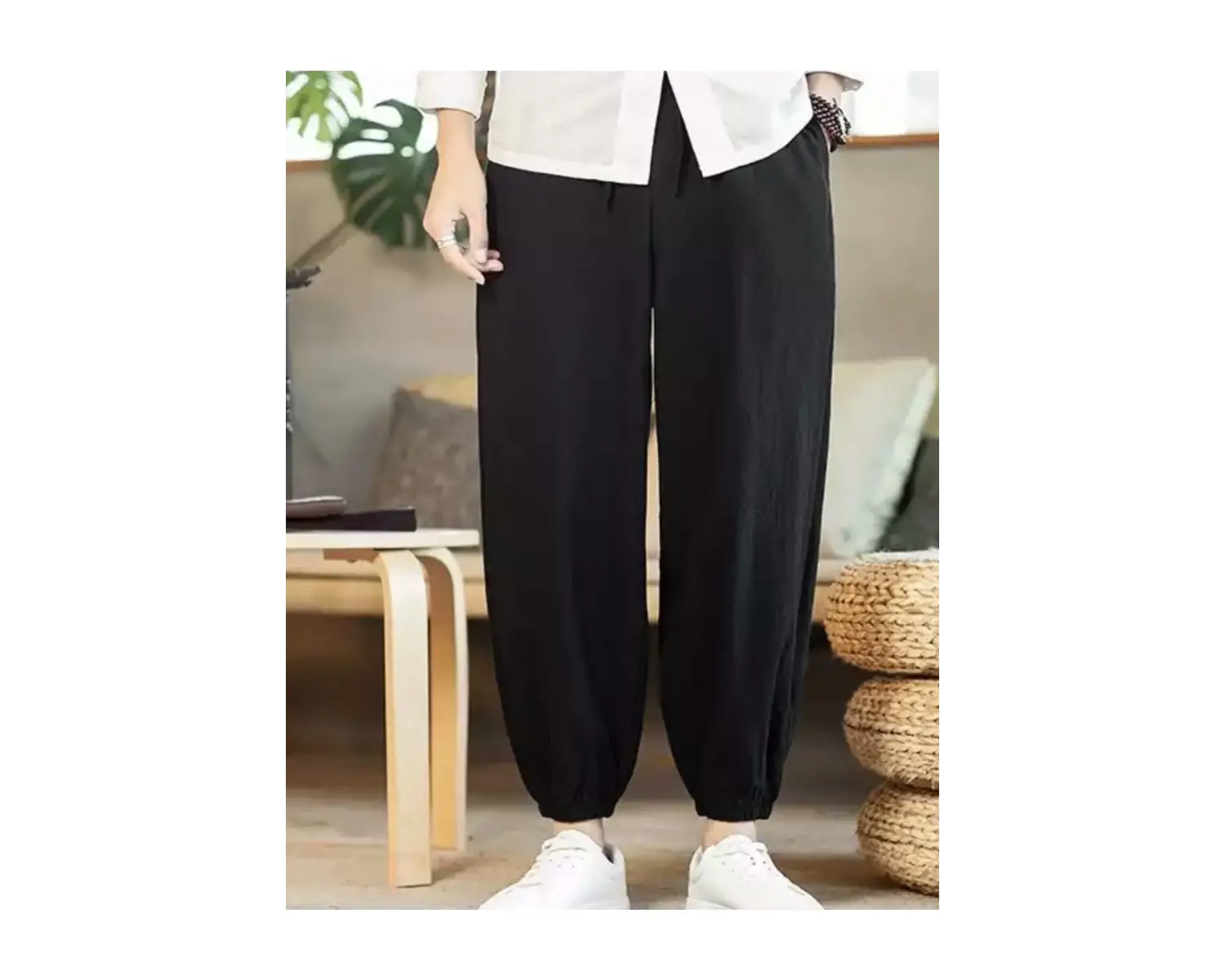 Özel Tasarım Japon Yeni Trend %100 Pamuk Tam Kışlık Şalvar Erkek Eşofman Altı