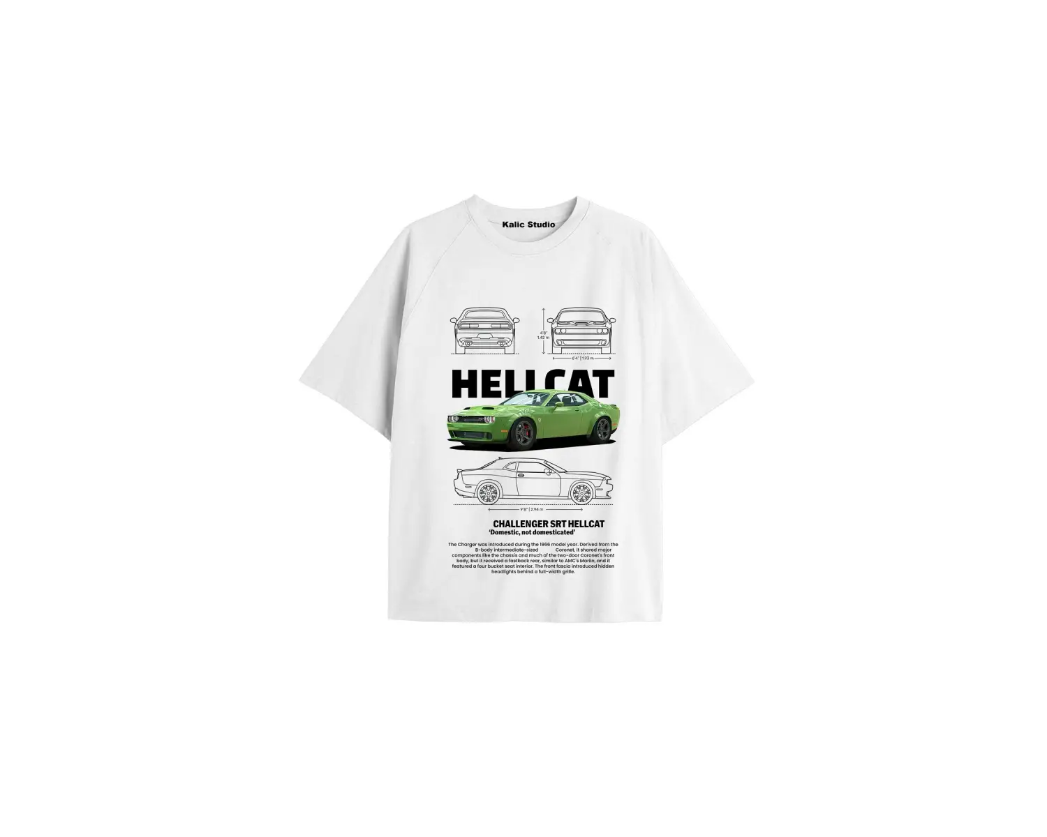 özel tasarım oversize Dodge Challenger beyaz t-shirt