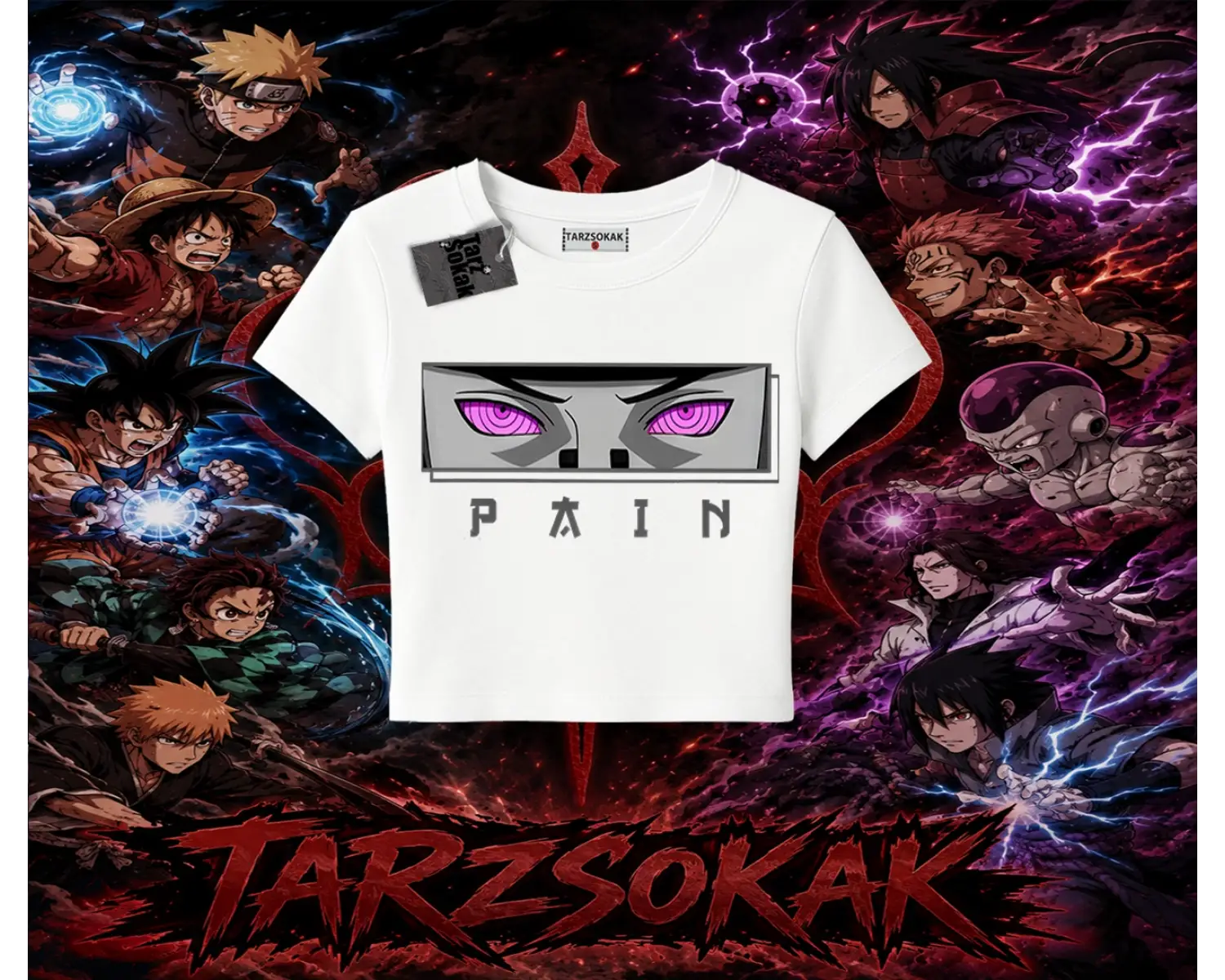Pain nagato Naruto Anime Karakter Kadın Baby Tee Beyaz