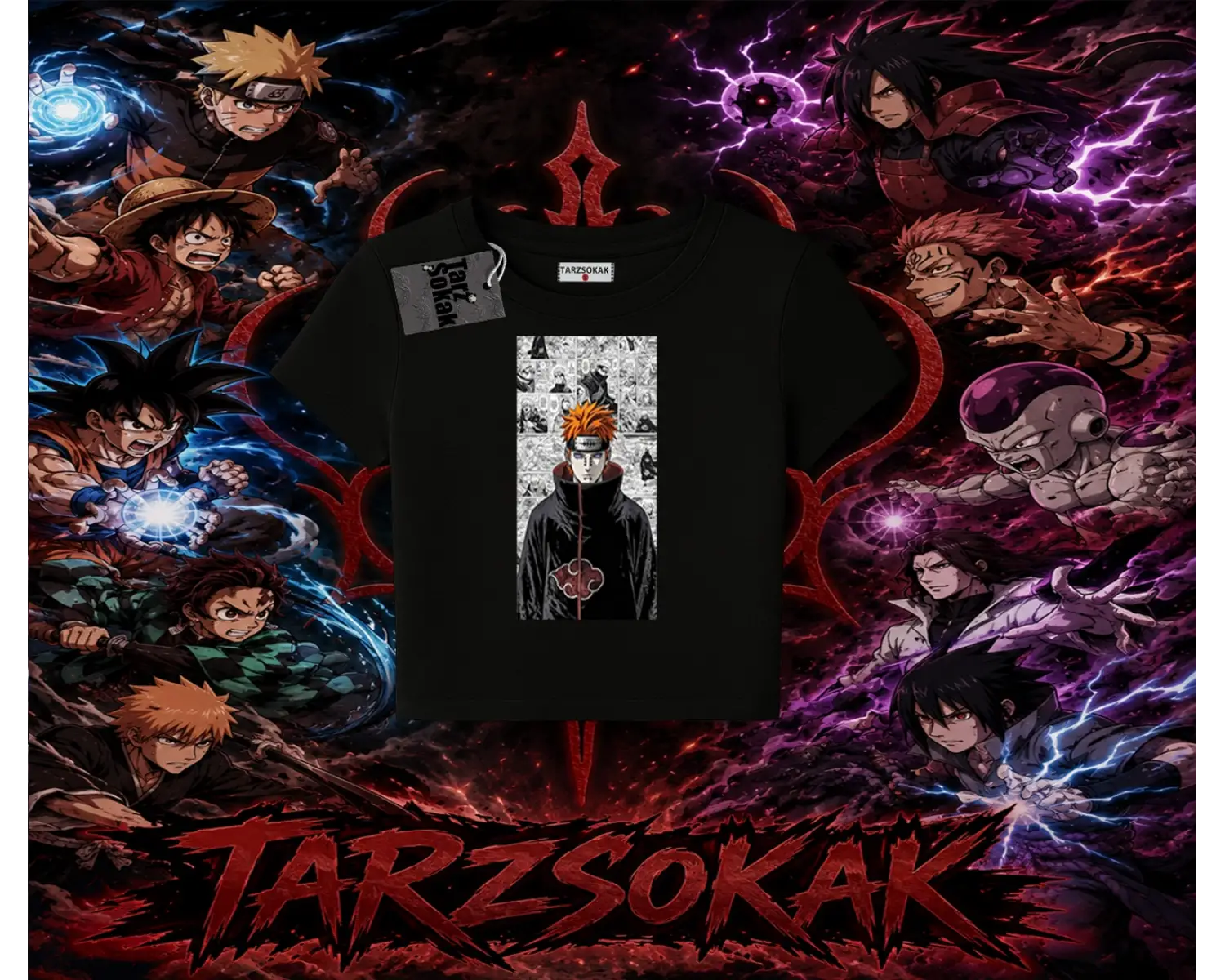 Pain nagato Naruto Anime Karakter Kadın Baby Tee Beyaz