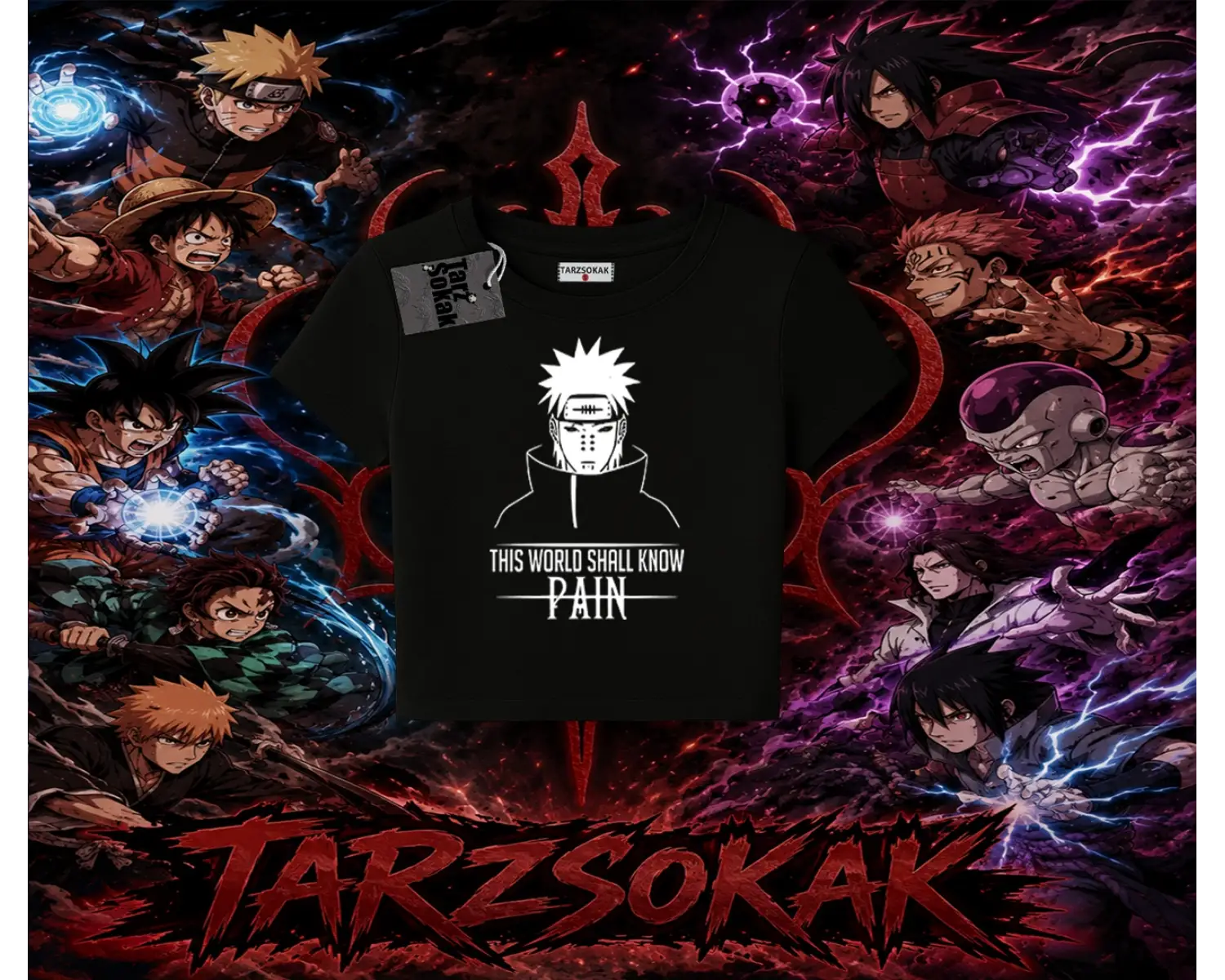 Pain nagato Naruto Anime Karakter Kadın Baby Tee Beyaz