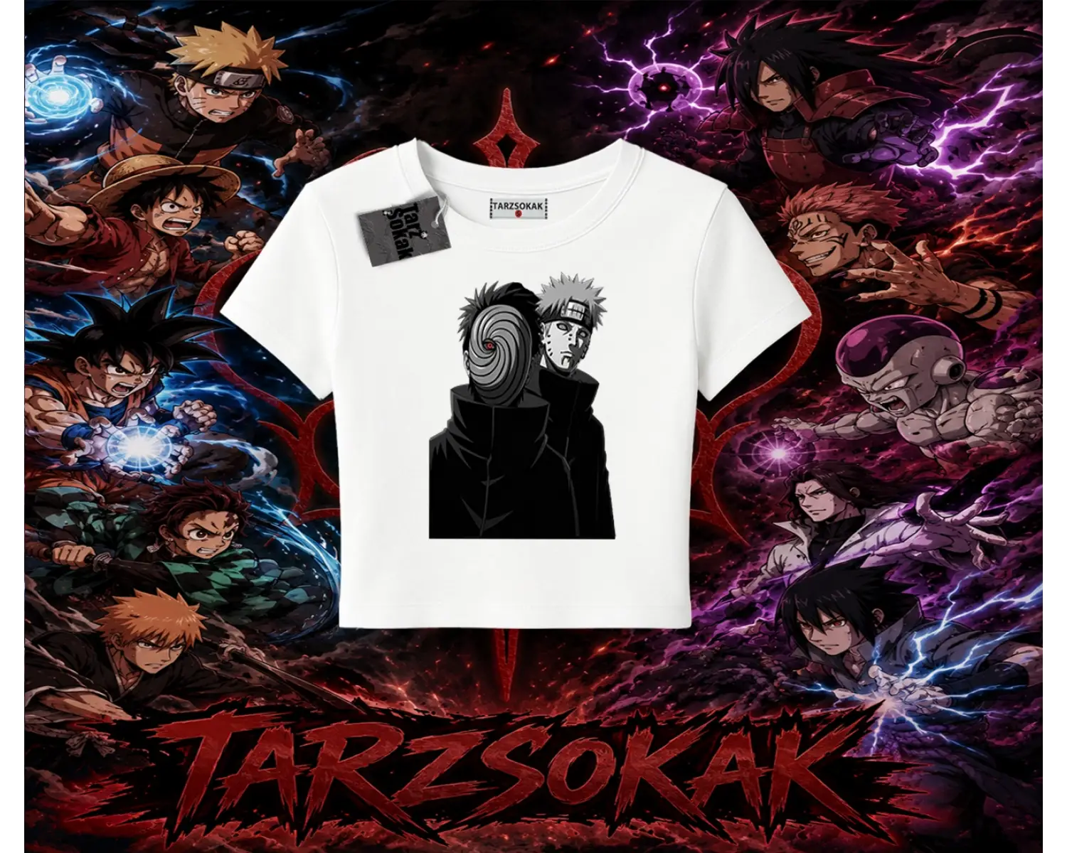 Pain nagato Naruto Anime Karakter Kadın Baby Tee Beyaz