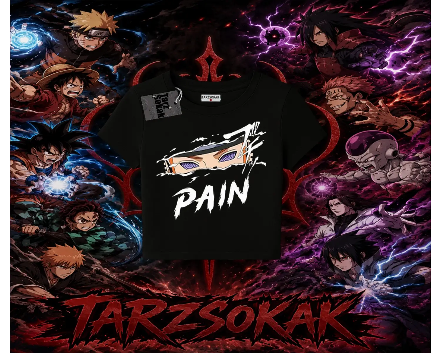 Pain nagato Naruto Anime Karakter Kadın Baby Tee Beyaz
