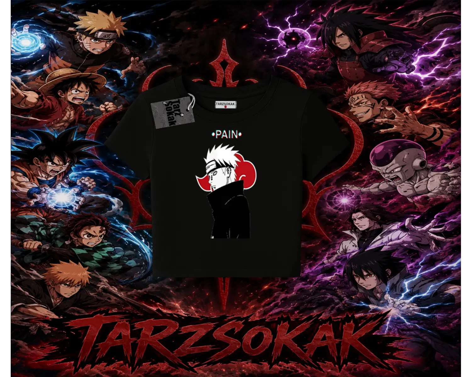Pain nagato Naruto Anime Karakter Kadın Baby Tee Beyaz