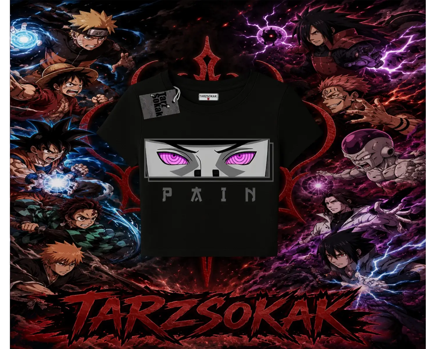 Pain nagato Naruto Anime Karakter Kadın Baby Tee Beyaz