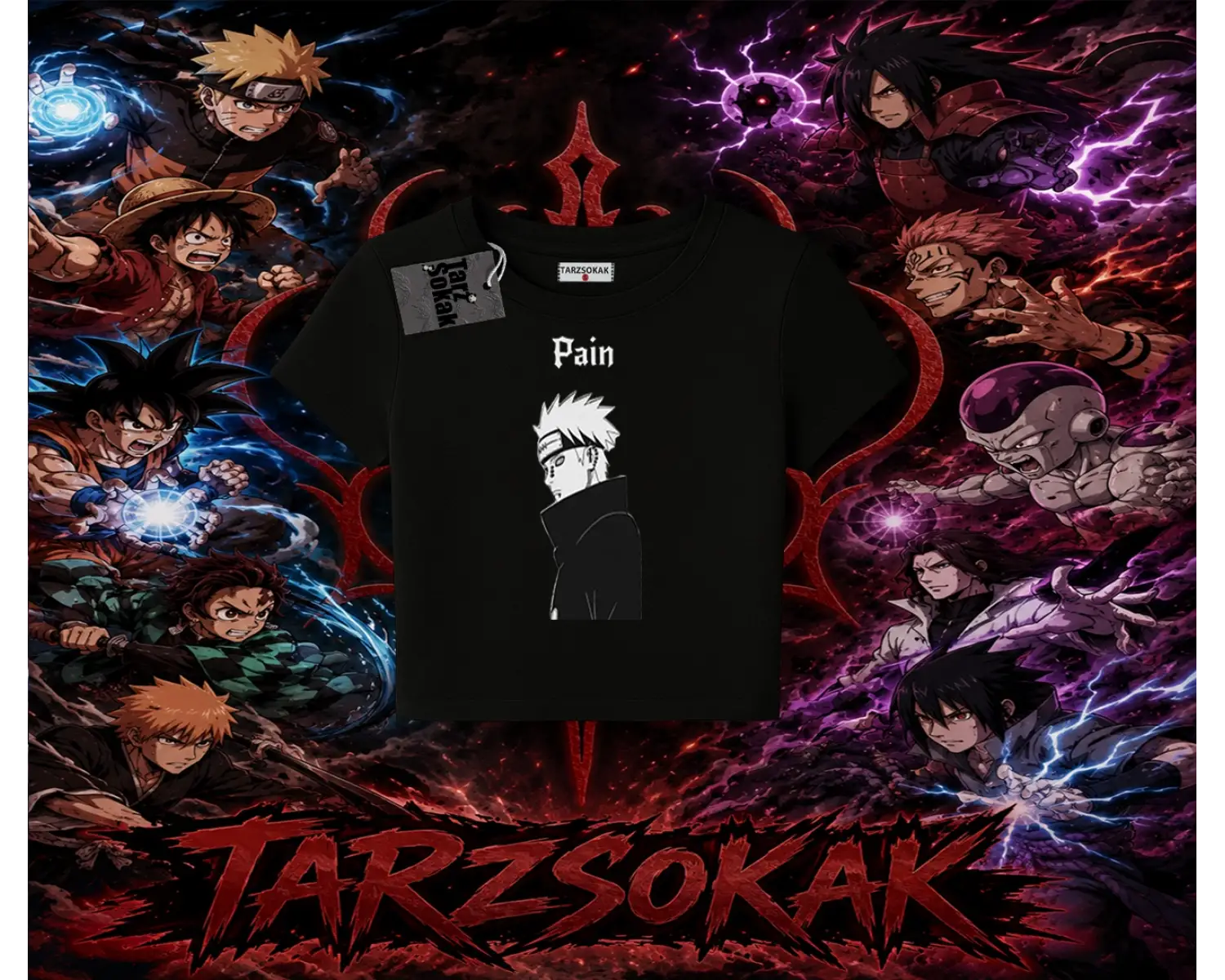 Pain nagato Naruto Anime Karakter Kadın Baby Tee Beyaz