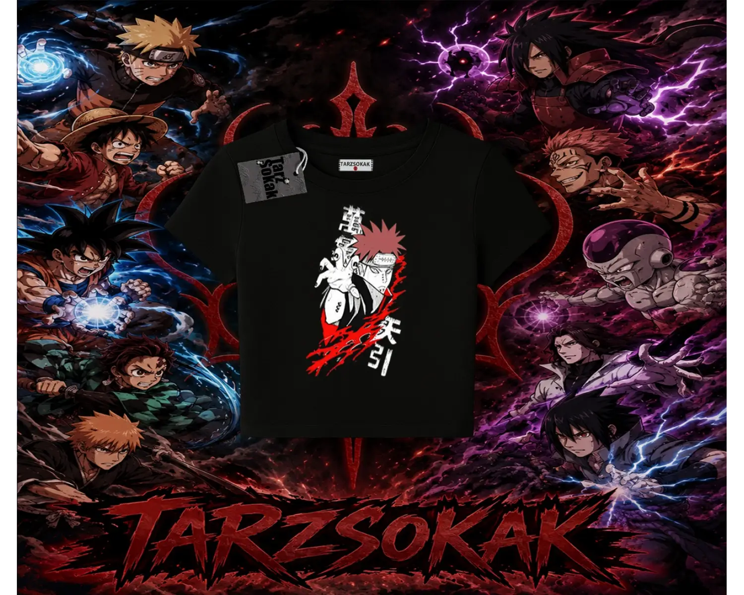 Pain nagato Naruto Anime Karakter Kadın Baby Tee Beyaz