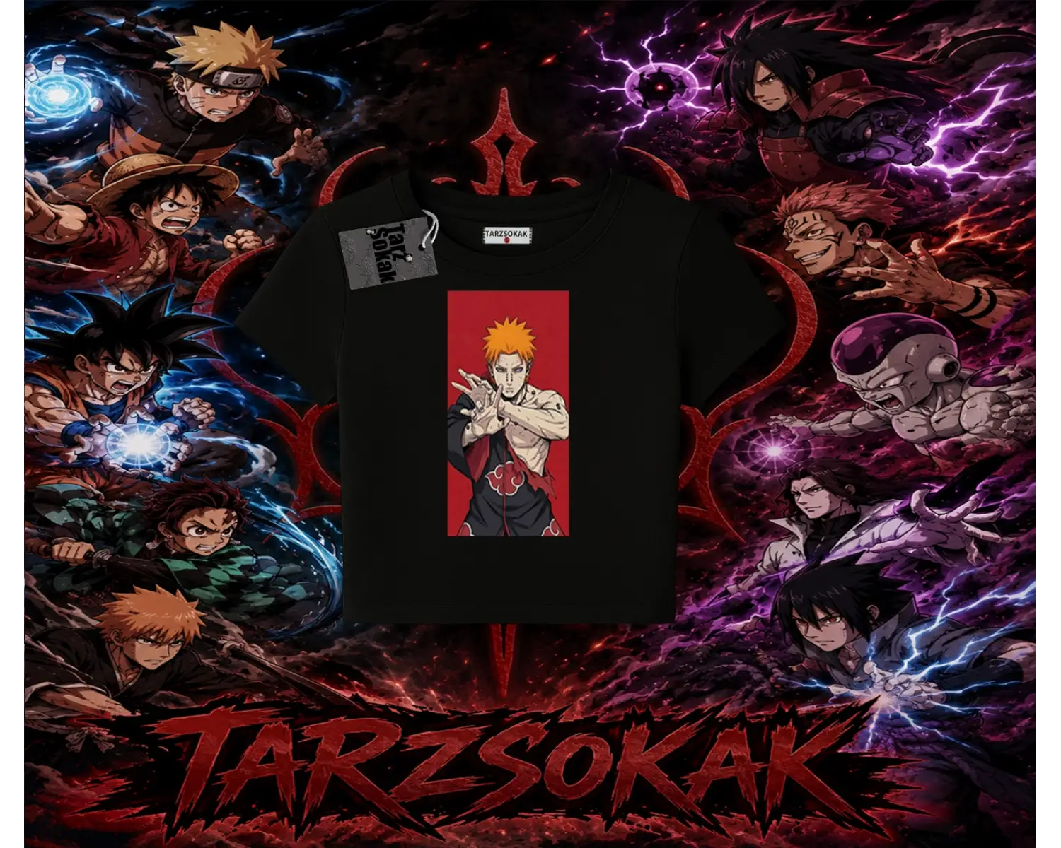 Pain nagato Naruto Anime Karakter Kadın Baby Tee Beyaz