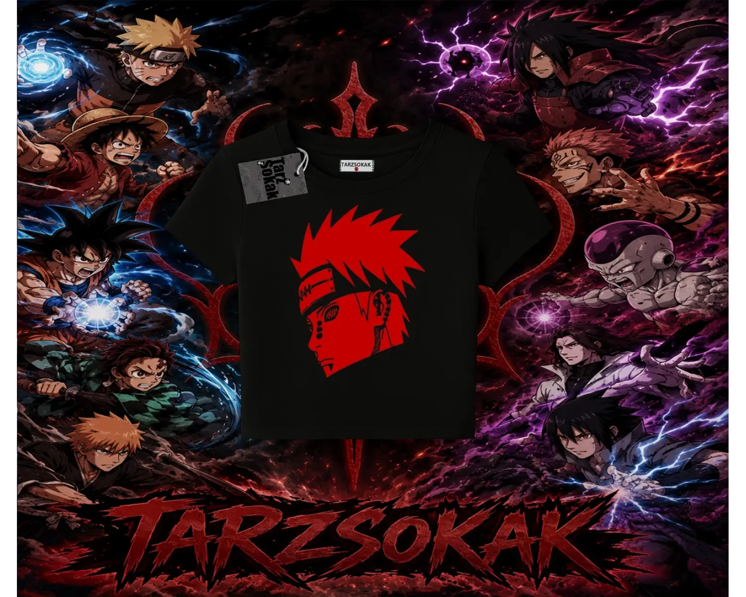 Pain nagato Naruto Anime Karakter Kadın Baby Tee Beyaz