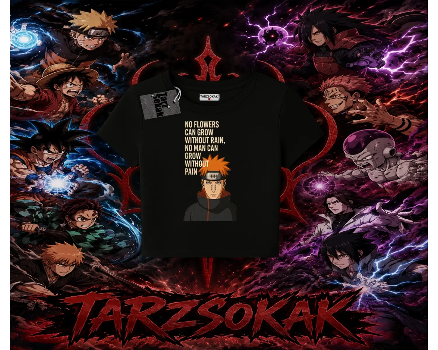 Pain nagato Naruto Anime Karakter Kadın Baby Tee Beyaz