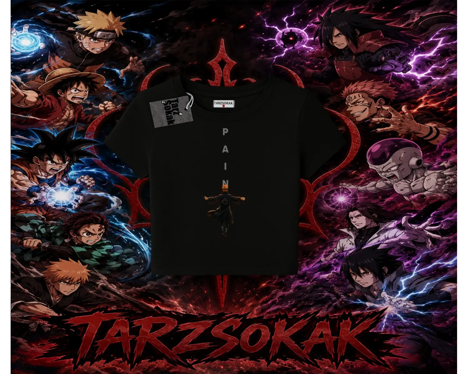 Pain nagato Naruto Anime Karakter Kadın Baby Tee Beyaz