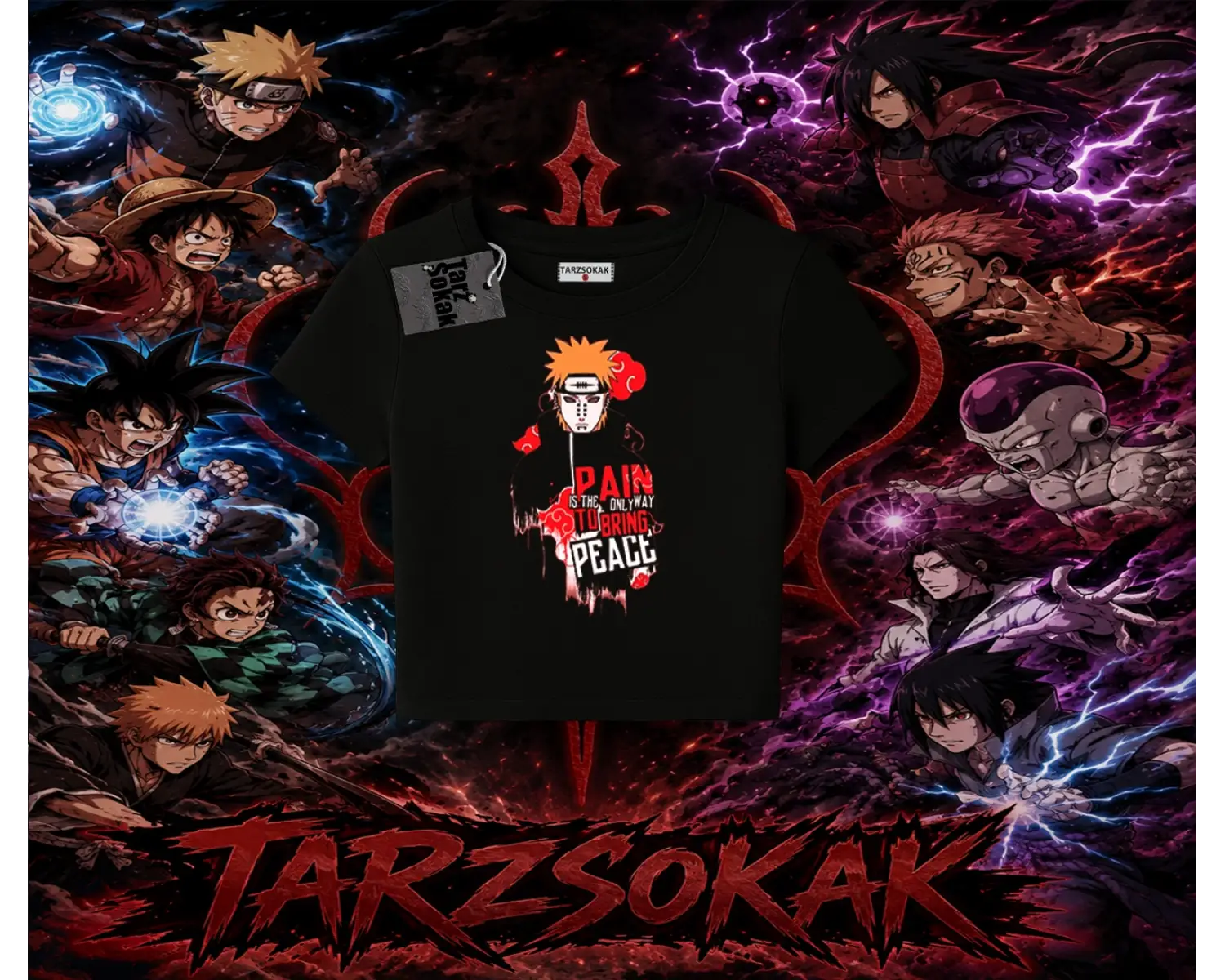 Pain nagato Naruto Anime Karakter Kadın Baby Tee Beyaz